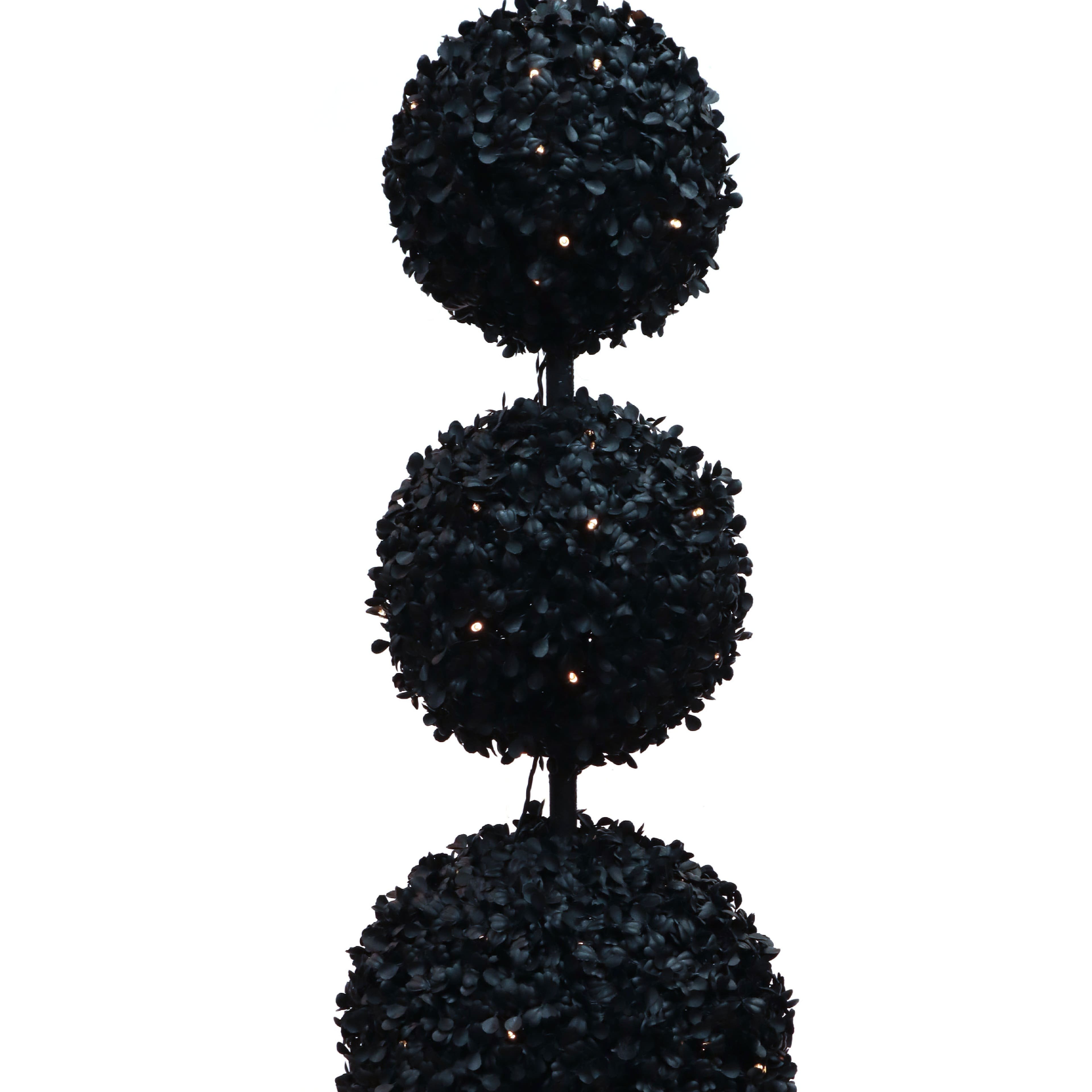 Pre-Lit Black Boxwood Ball UV Resistant Topiary by Ashland