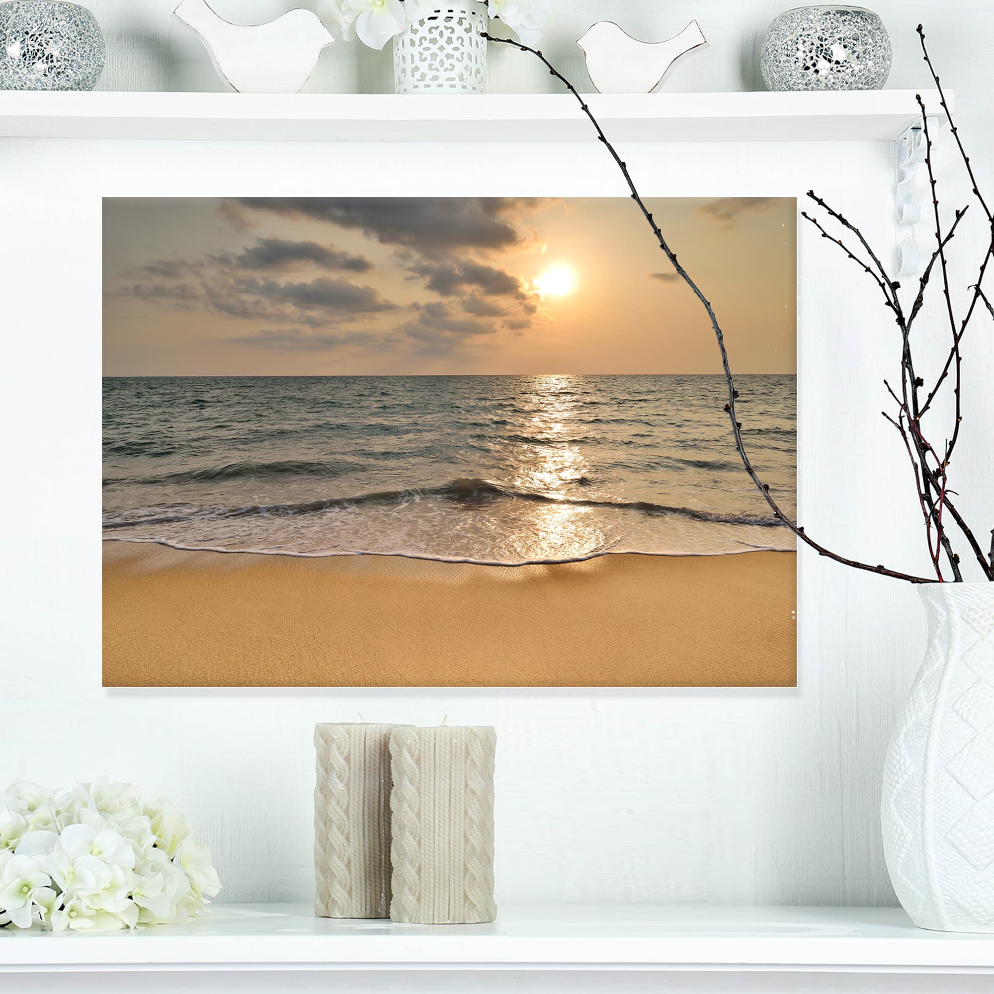 Designart - Dark Tropical Sand Beach at Sunset