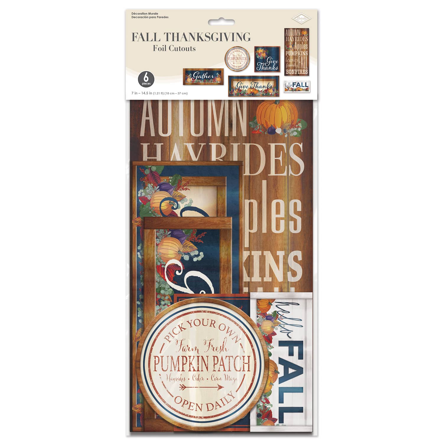 Beistle Foil Fall Thanksgiving Cutouts, 6ct.