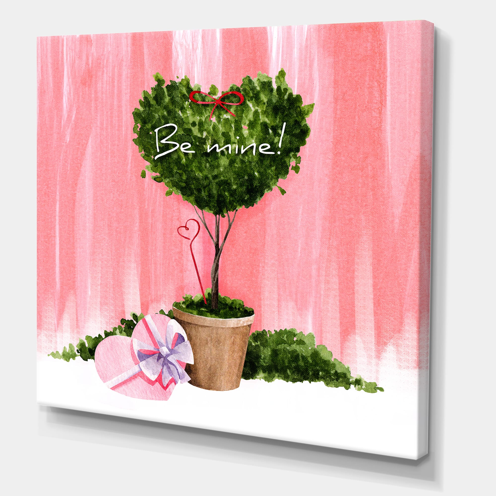 Designart - Heart Shaped Valentine House Plant - Farmhouse Canvas Wall Art Print
