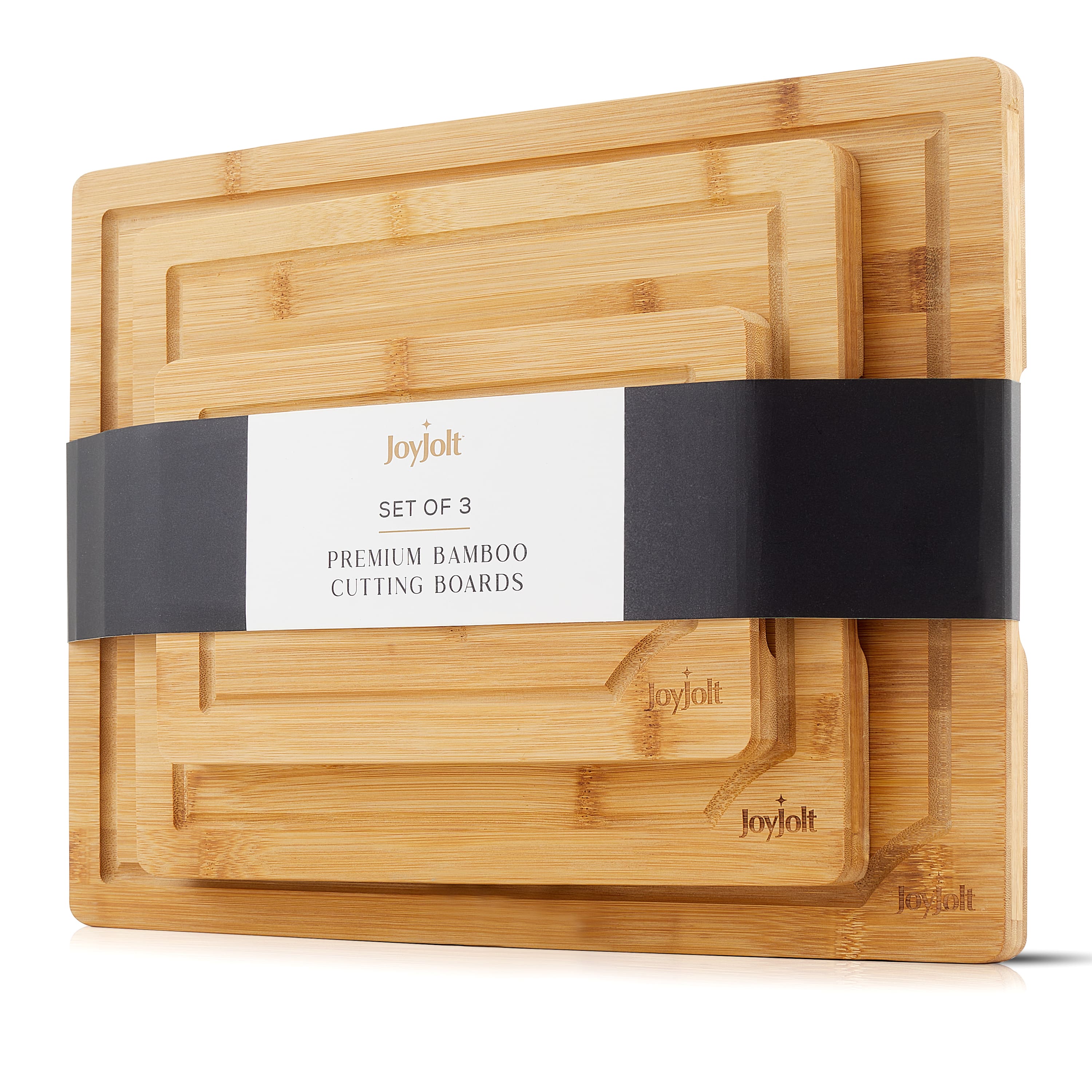 JoyJolt® 3-Piece Bamboo Cutting Board Set