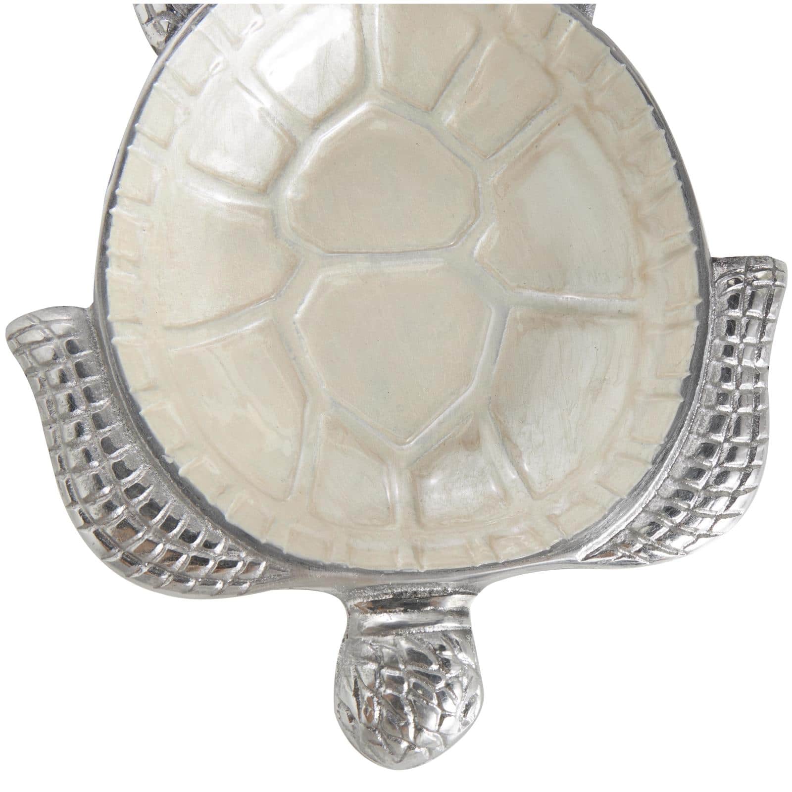 White Aluminum Metal Turtle Bowl with Silver Exterior Set