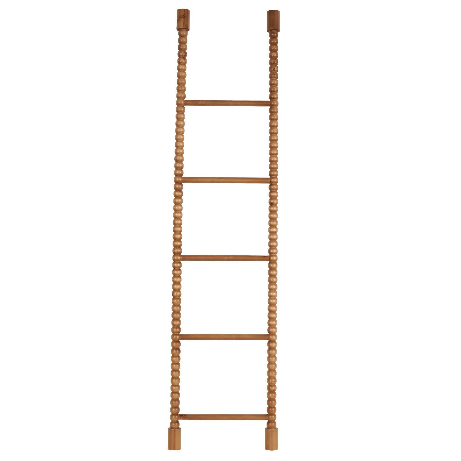 Ivory and Iris 73" Brown Wood 5 Rung Partition Ladder