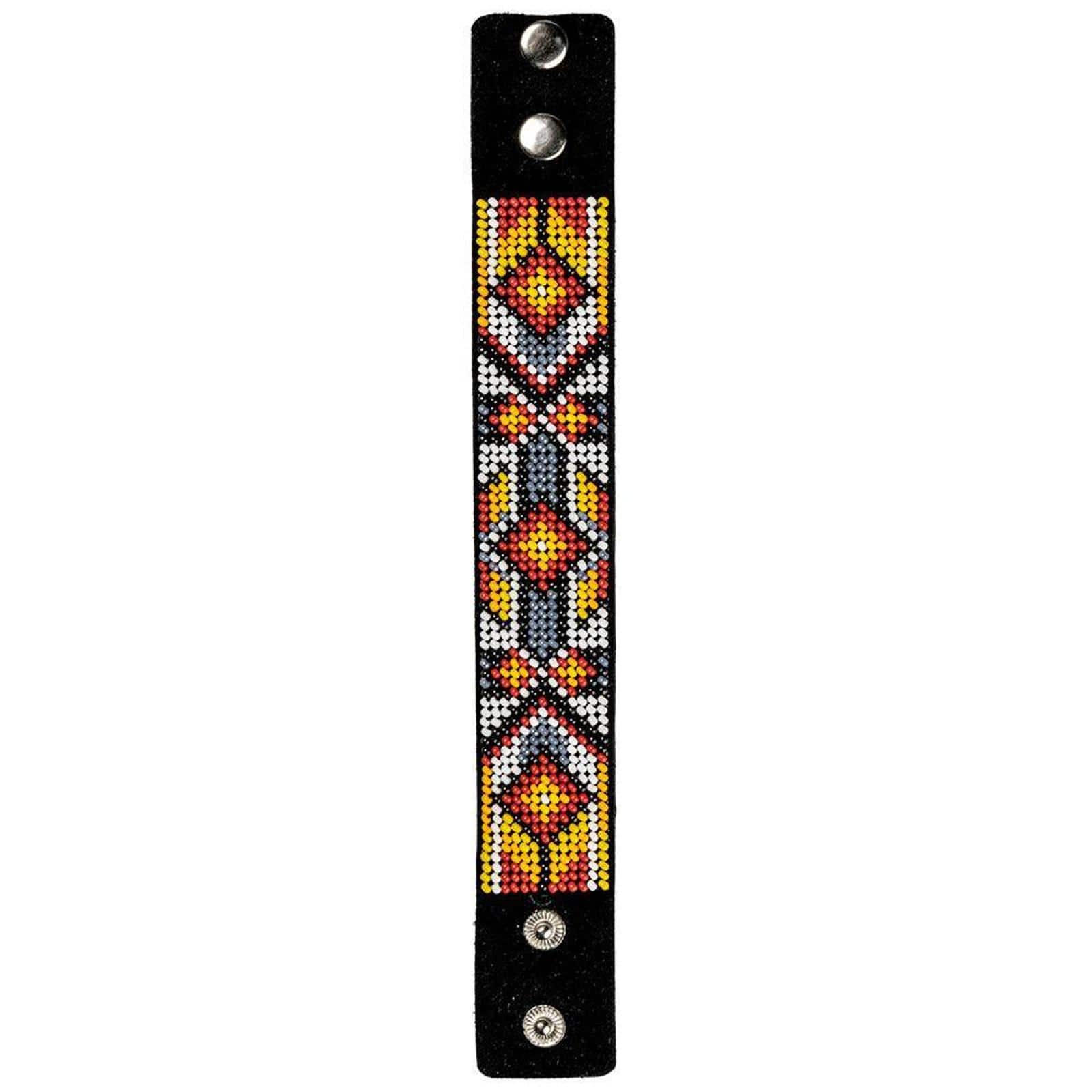Wonderland Crafts Orange & Yellow Bead Artificial Leather Embroidery Bracelet Kit