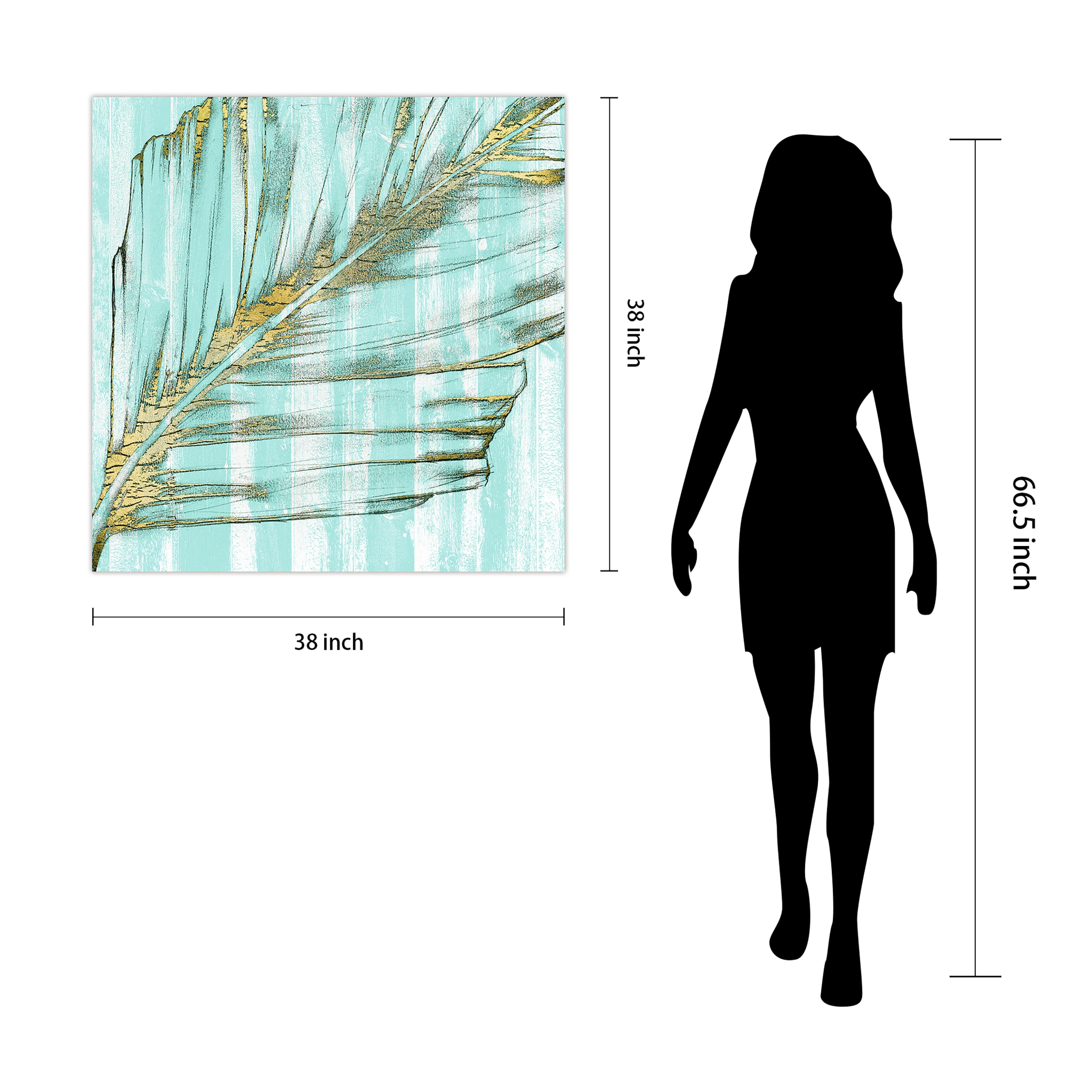Empire Art Direct 38" x 38" Beach Frond in Gold I Frameless Free Floating Tempered Glass Wall Art