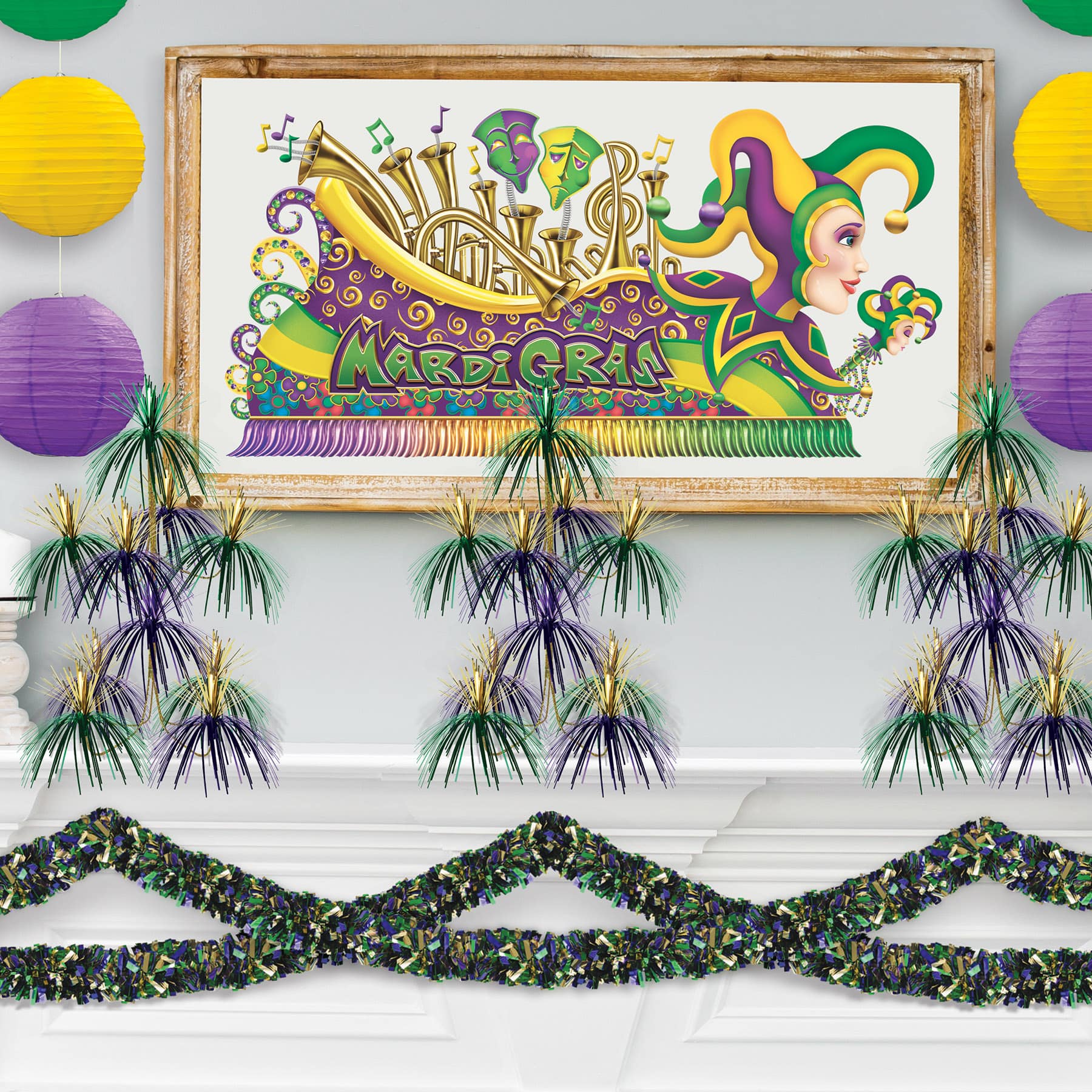 Beistle 15ft. Green, Gold & Purple 6-Ply Metallic Festooning Garland