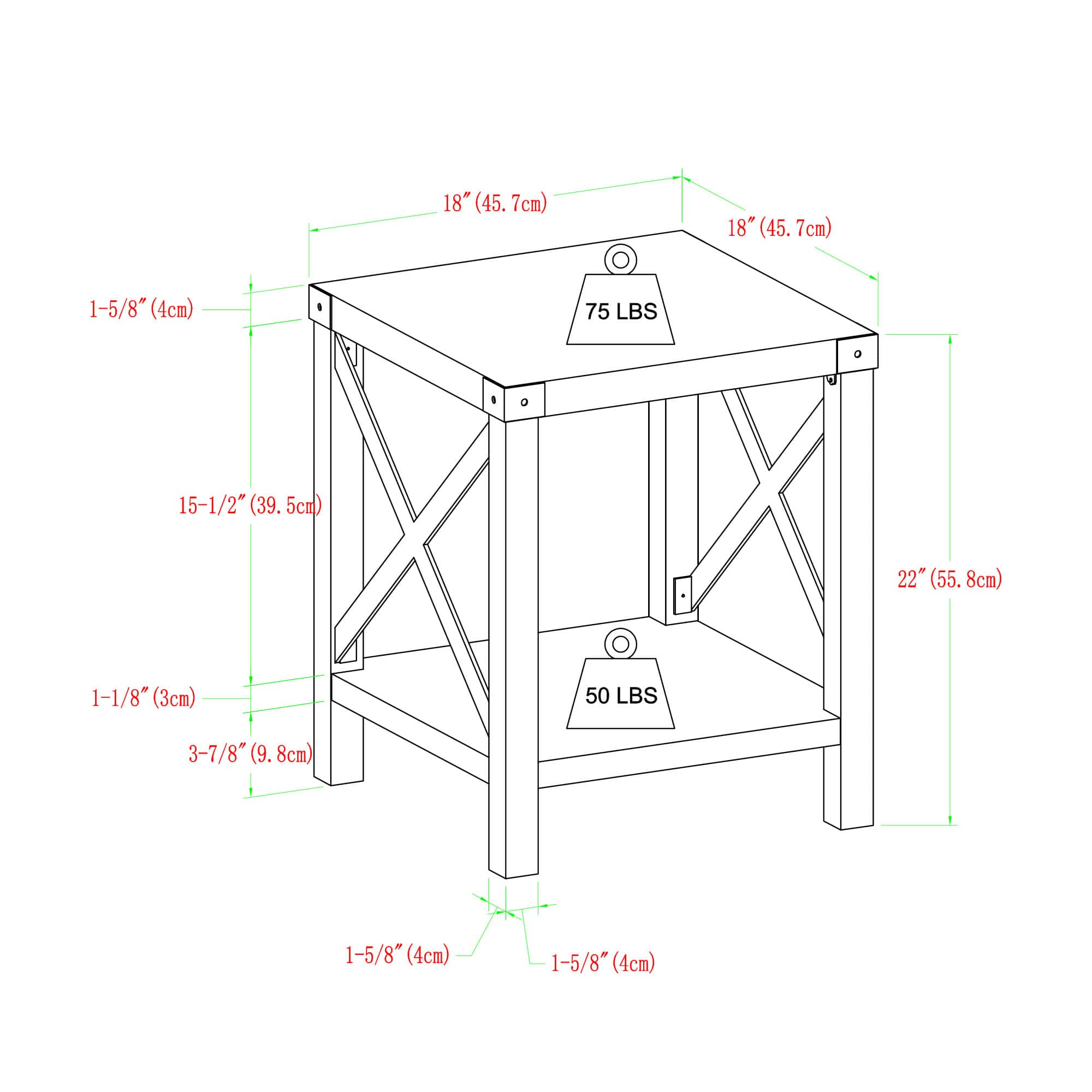 Walker Edison Reclaimed Barnwood Metal X-Frame Rustic Wood Side Table