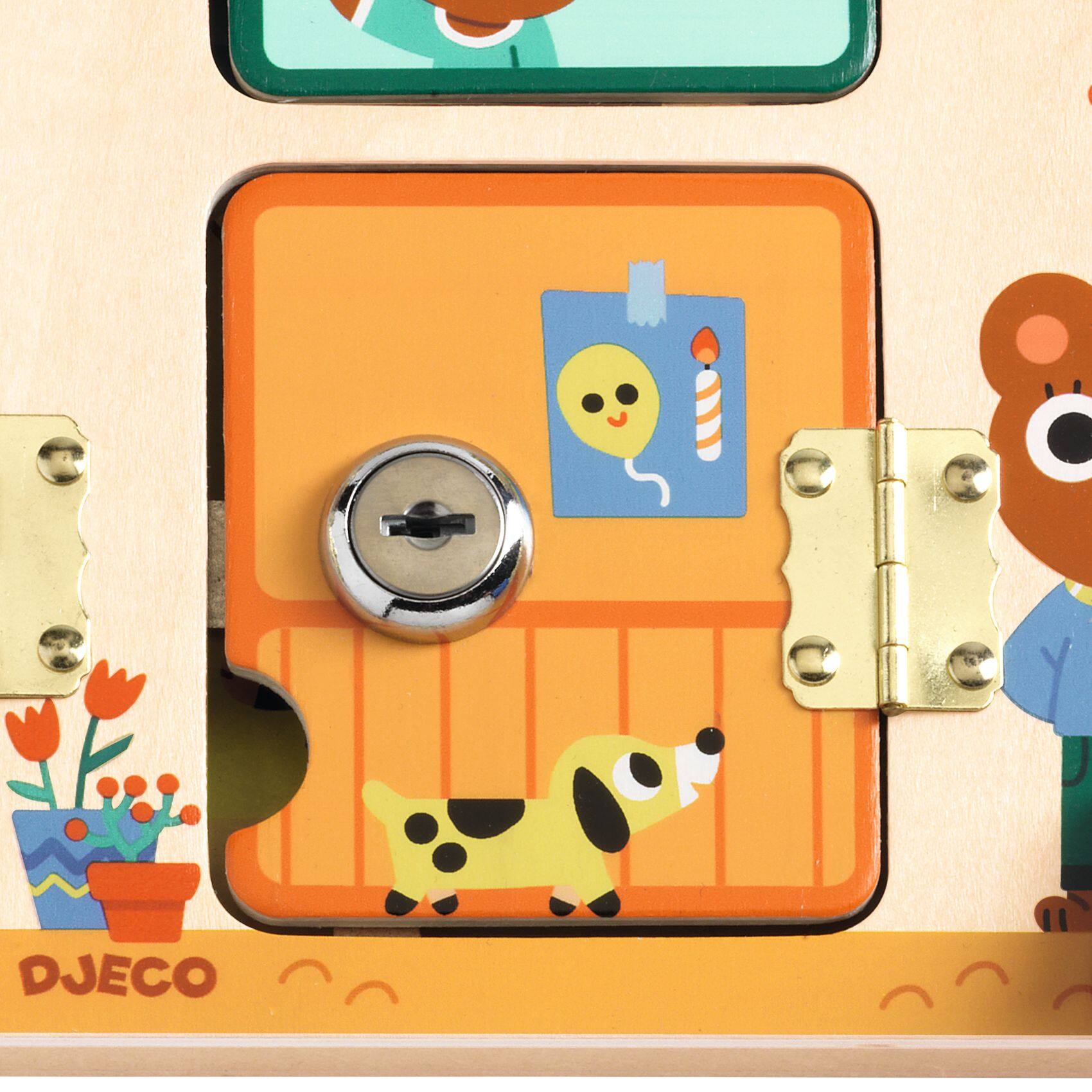 DJECO Cabanalock Skill Wooden Lock Activity Board Kit