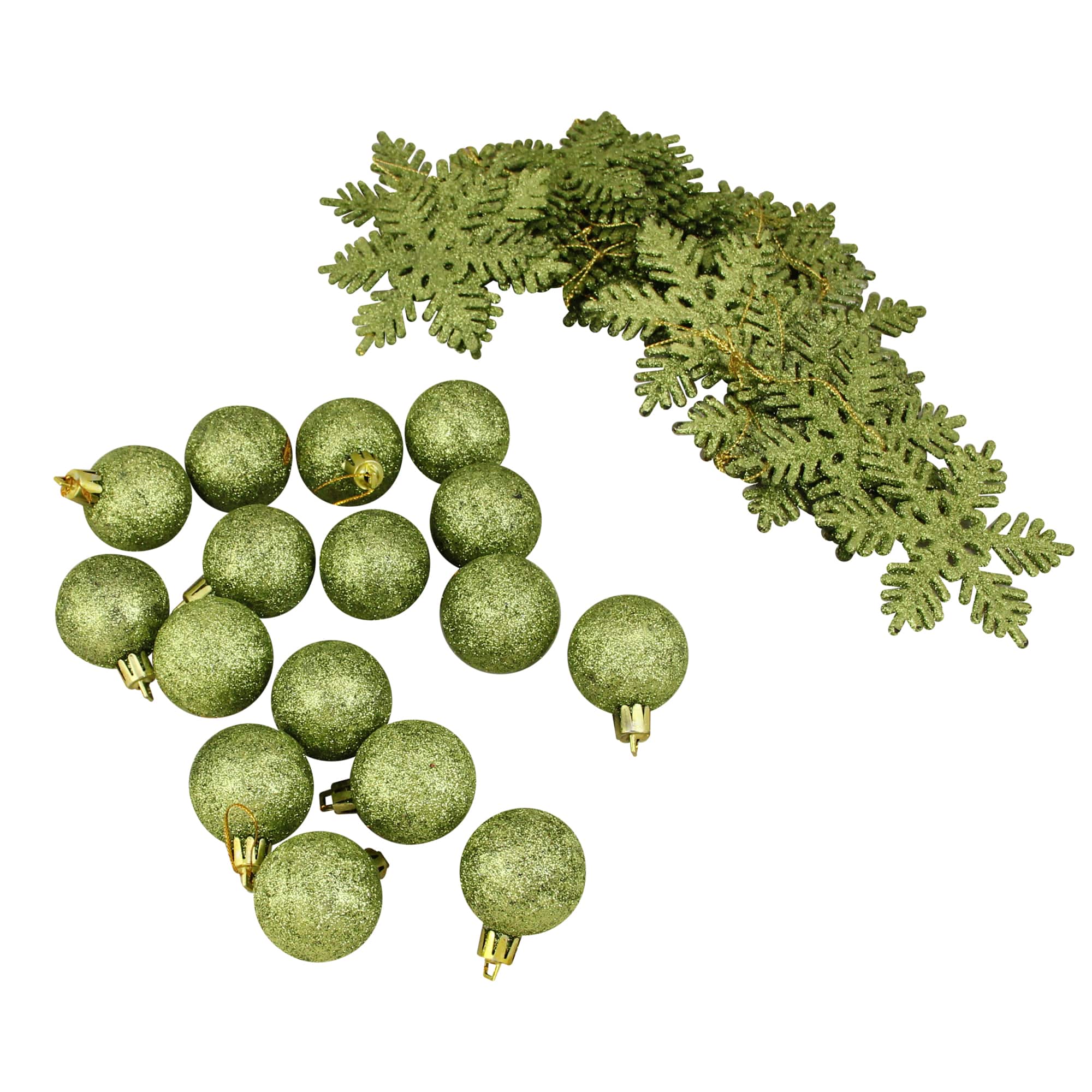 125ct. Green Shatterproof 3-Finish Tropical Christmas Ornaments
