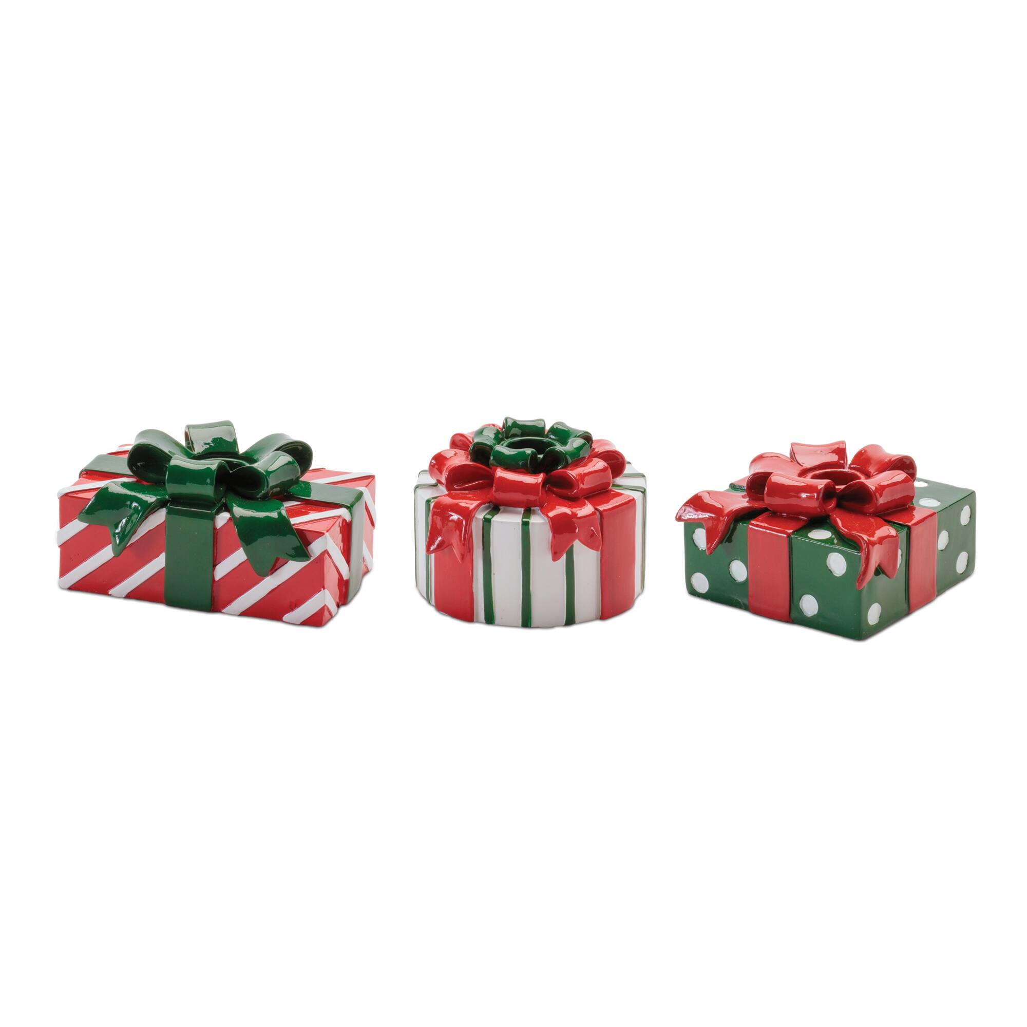 Melrose Holiday Present with Taper Candle Holder Set