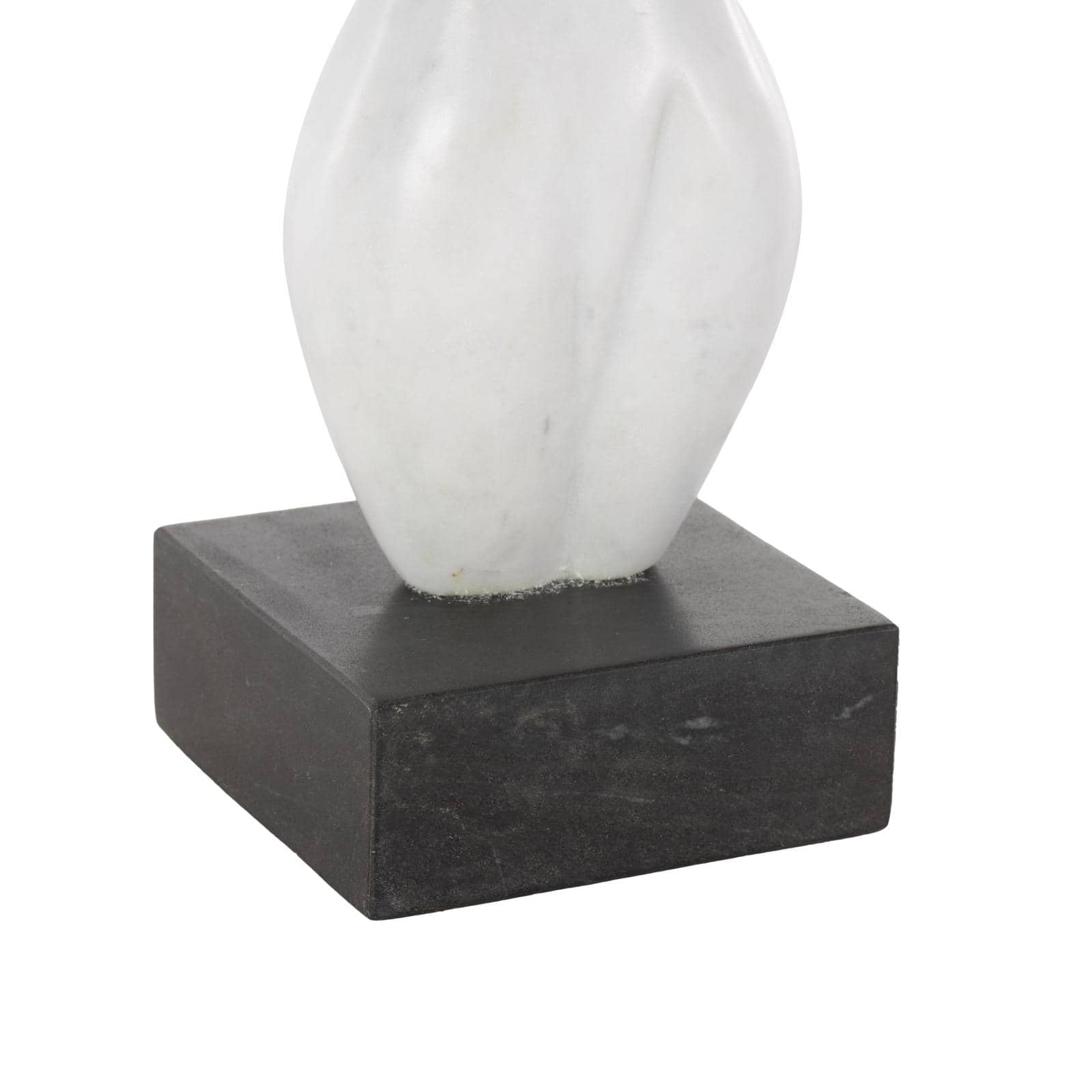 10.75" White with Black Block Base Marble Woman Abstract Female Form Sculpture