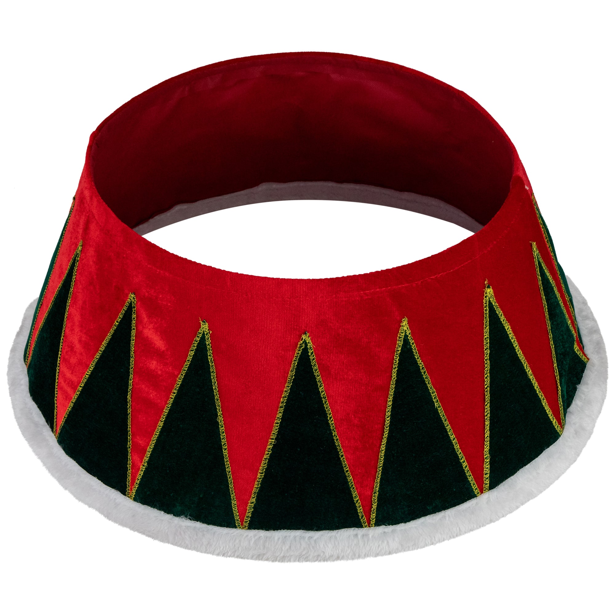 25" Red and Green Drum with White Trim Christmas Tree Collar