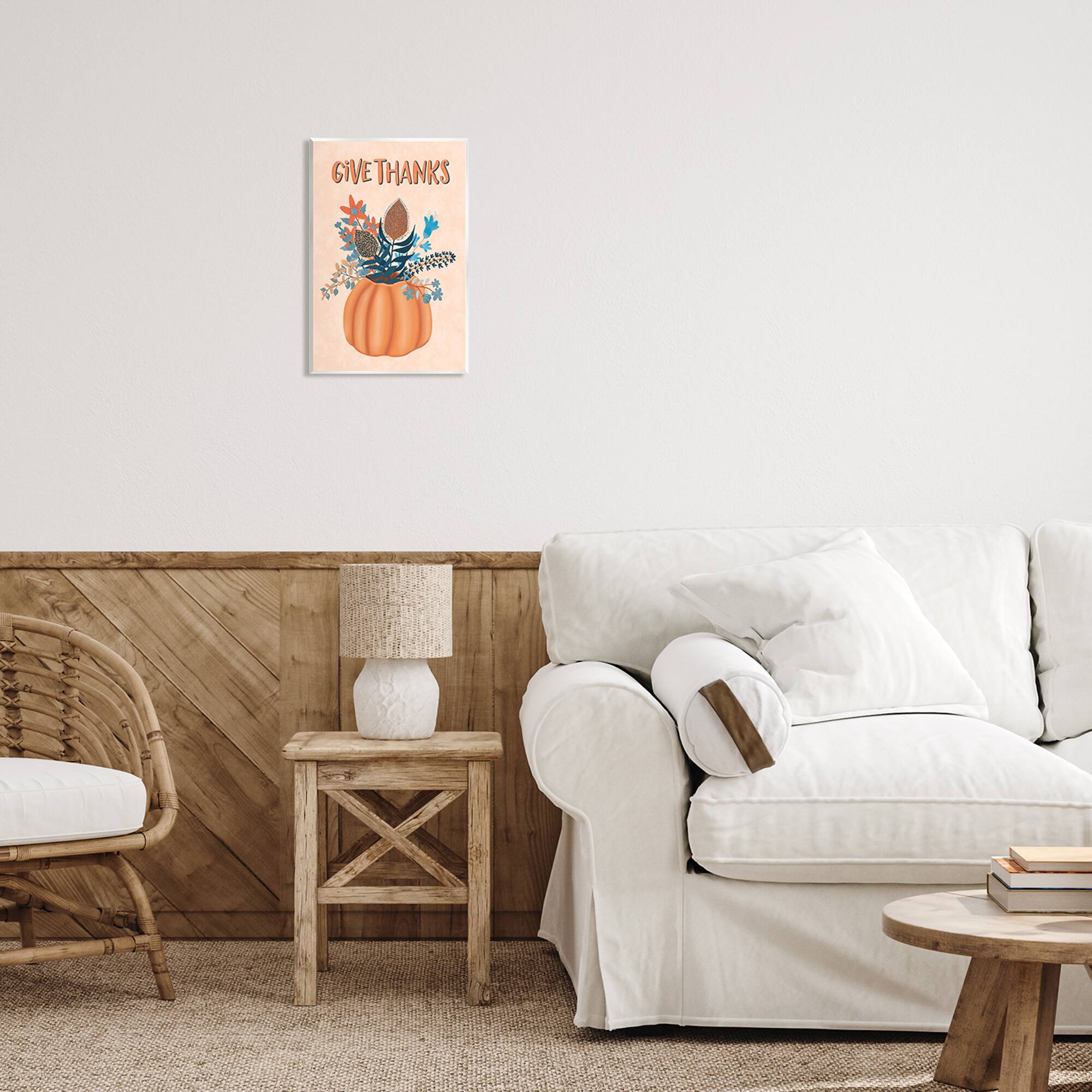 Stupell Industries Give Thanks Fall Botanical Blooms Wall Plaque Art