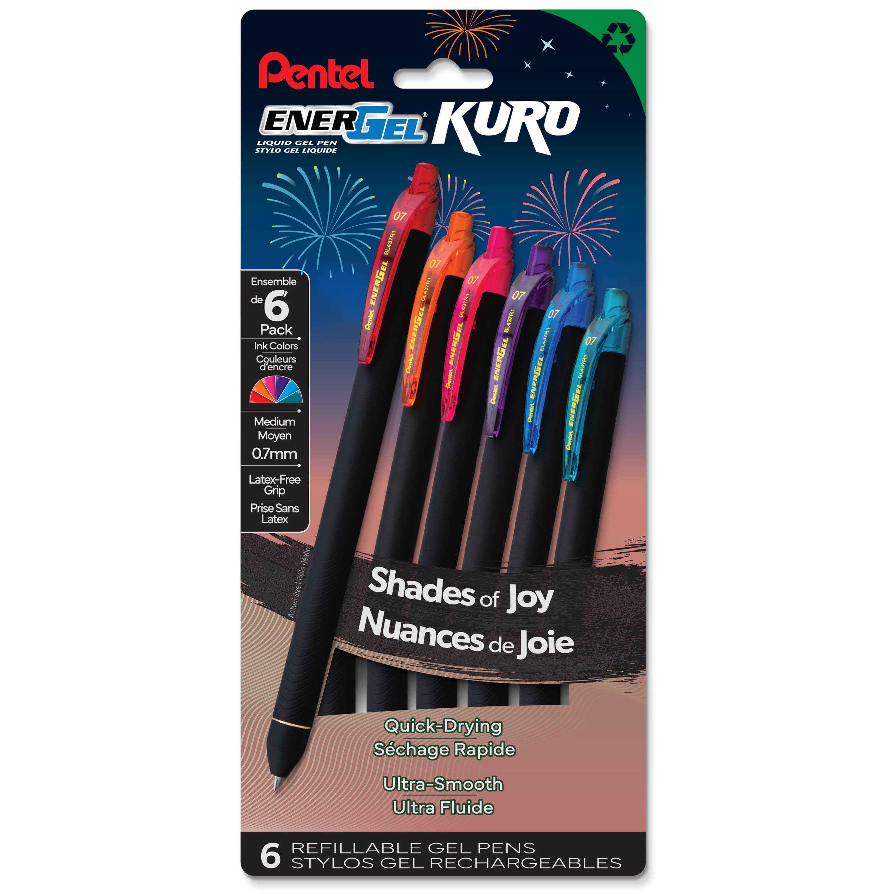 Pentel EnerGel® Kuro Shades of Joy 0.7mm Liquid Gel Pen Set