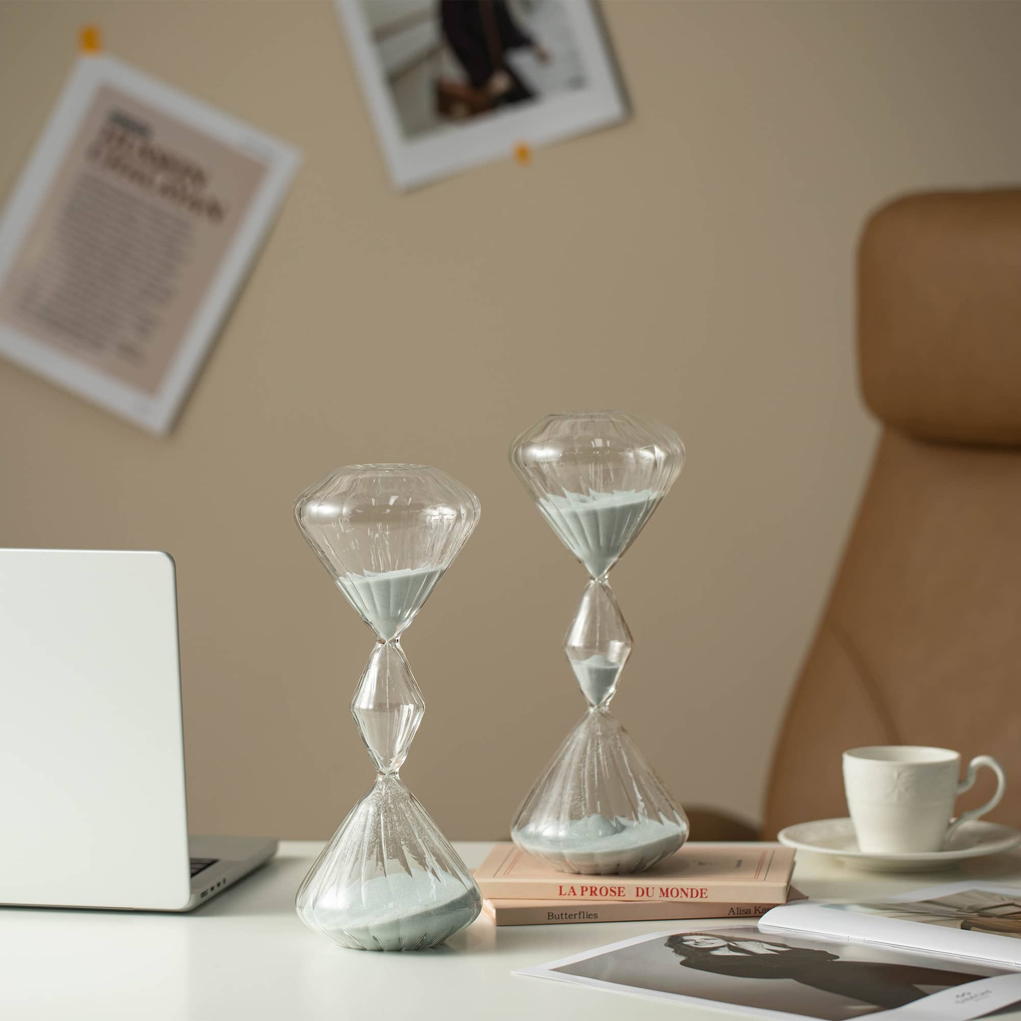 Glitzhome® 11" Geometric Tri-Layer Hourglasses with Gray Sand, 2ct.