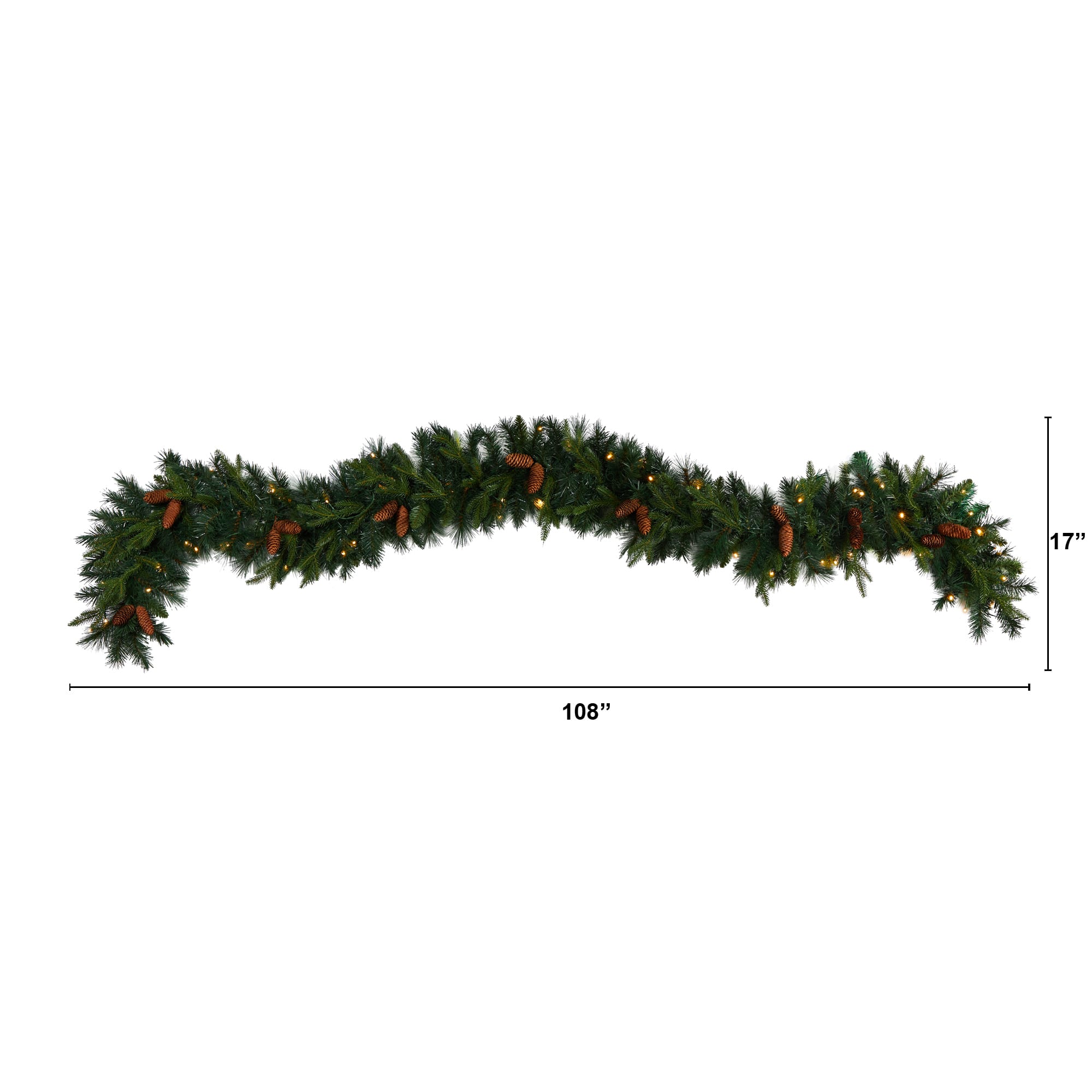 9ft. White LED Lights Mixed Pines & Pinecones Artificial Christmas Garland