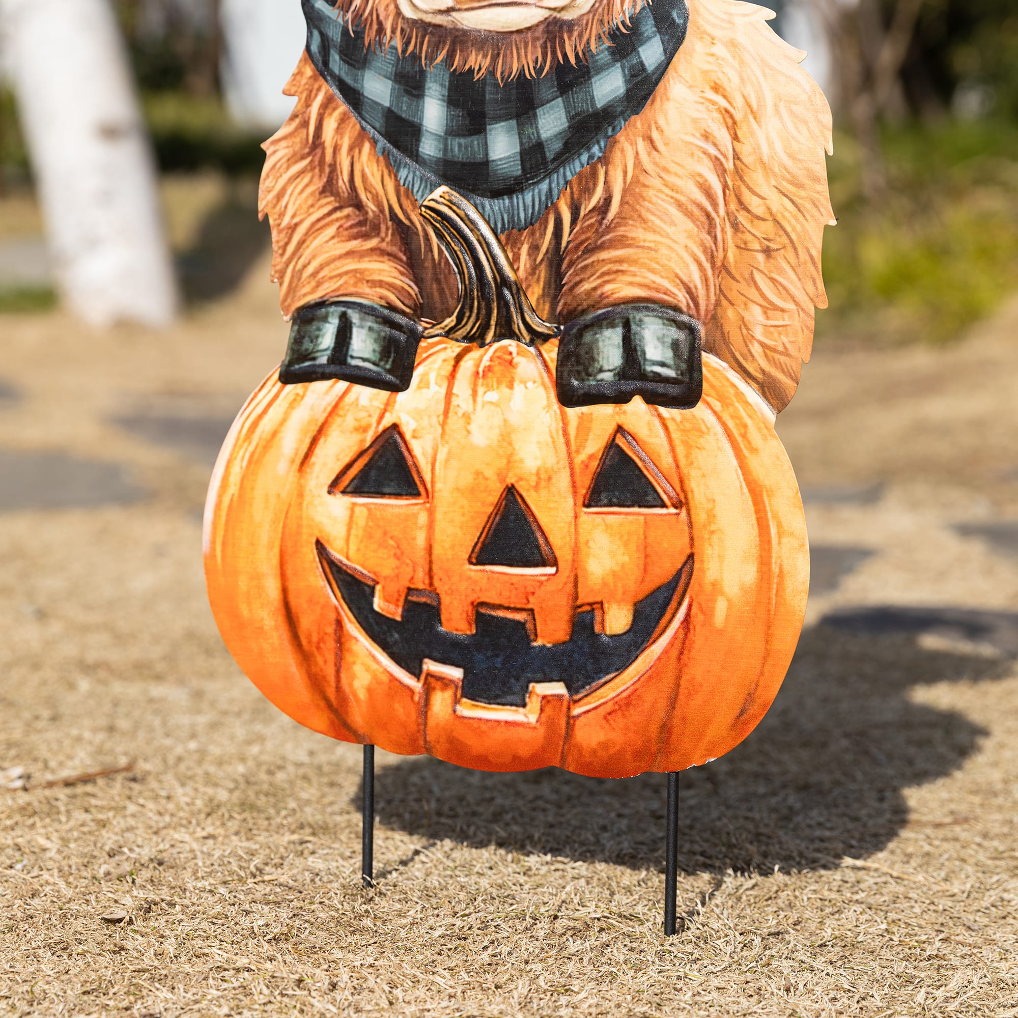 Glitzhome® 30" Halloween Metal Painted Highland Cow Yard Stake