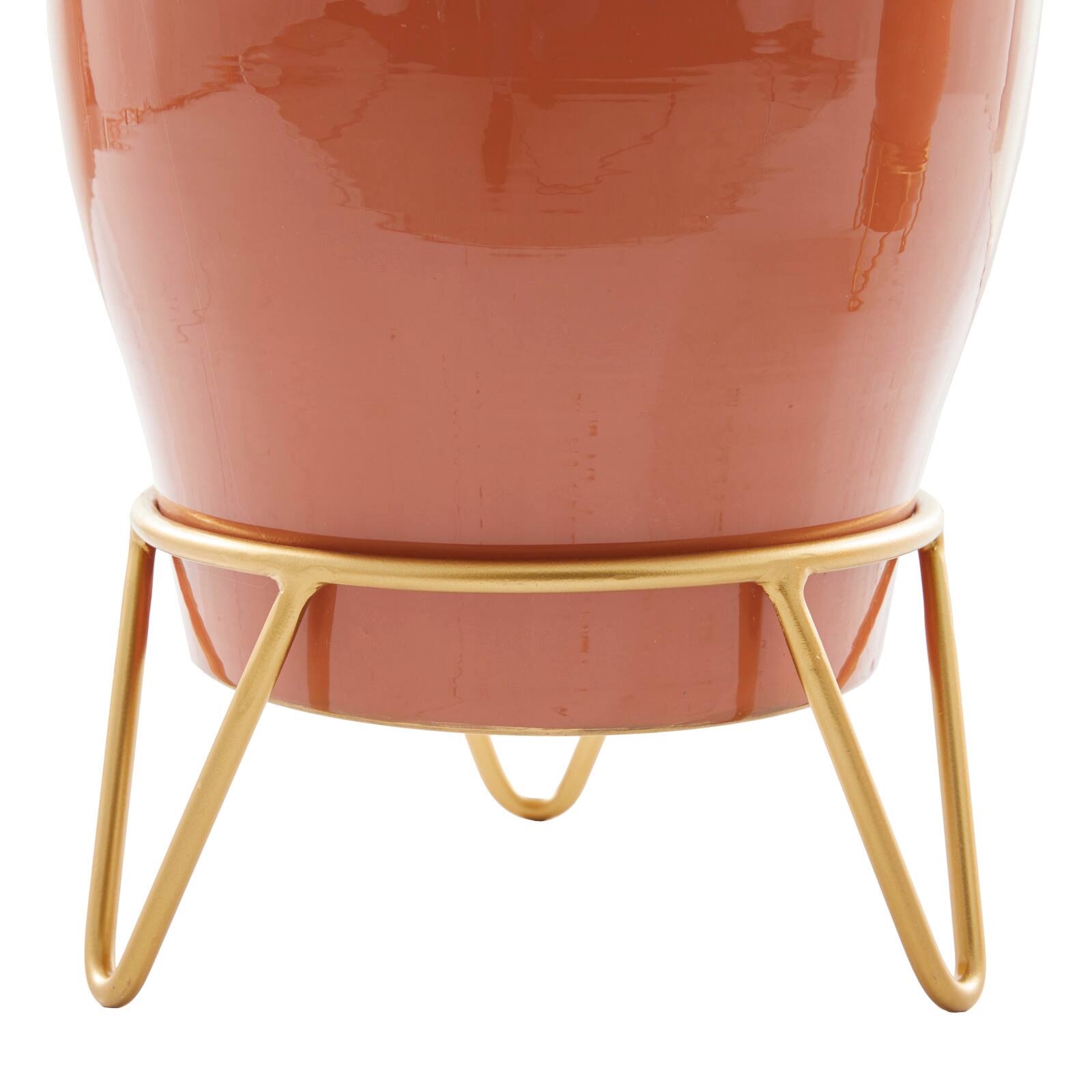 Set of 2 Pink Iron Modern Planter, 12" x 10" x 10"