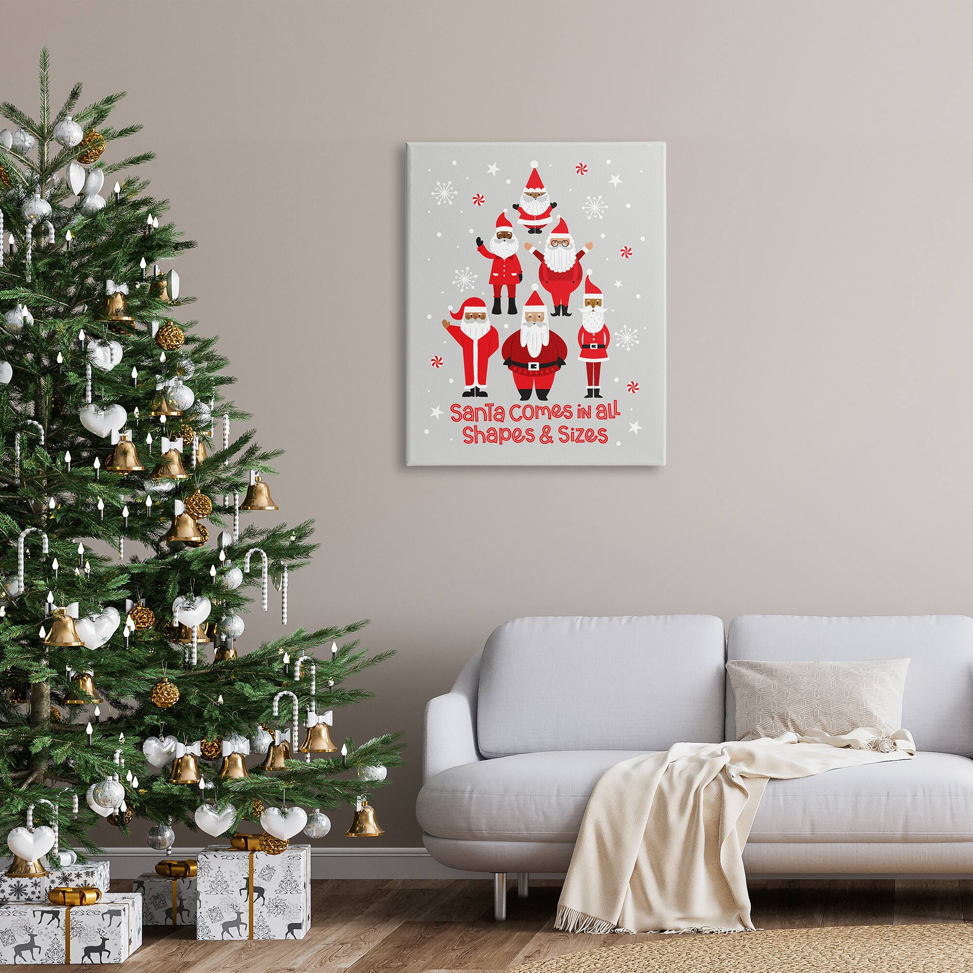 Stupell Industries Santa All Shapes & Sizes Christmas Phrase Canvas Wall Art
