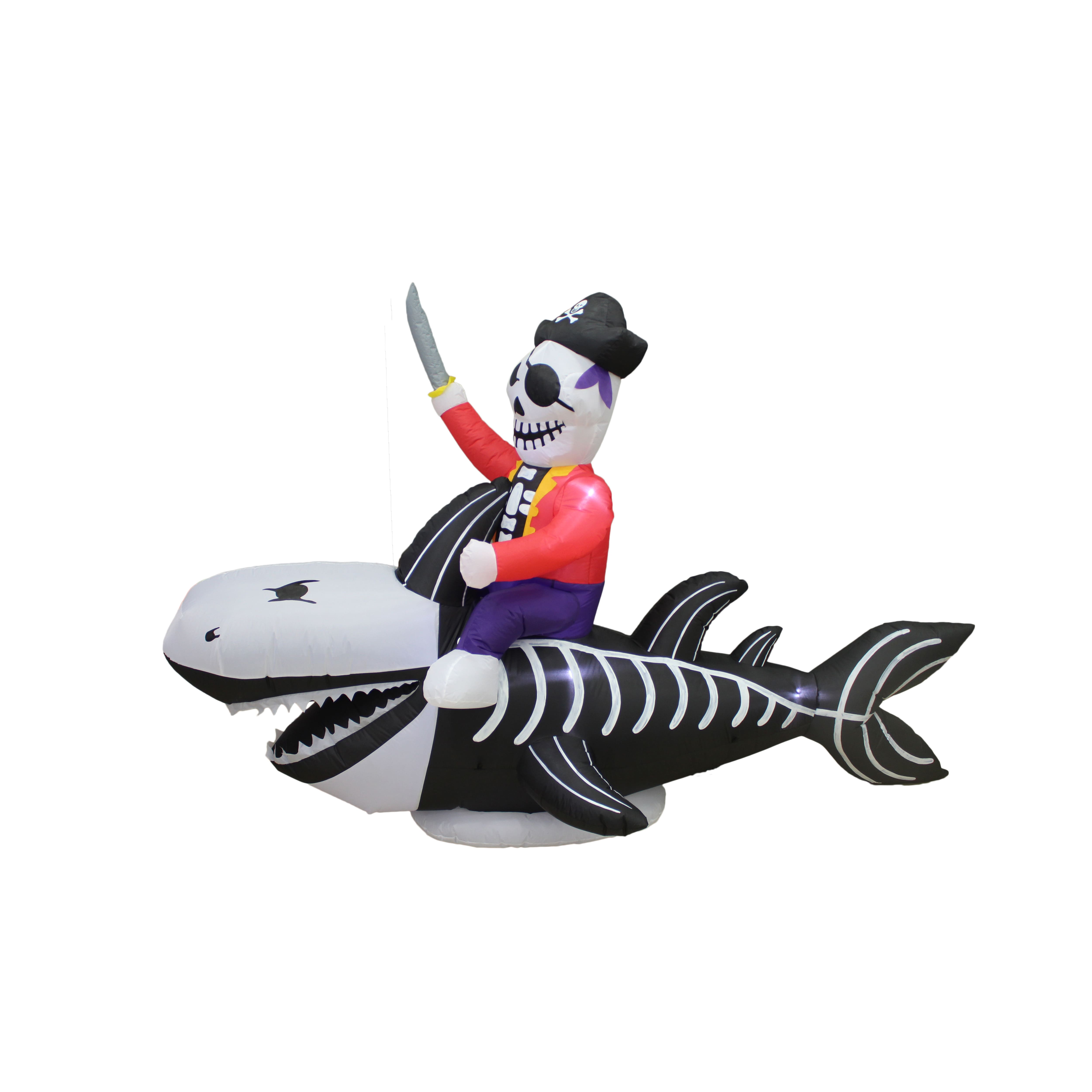 8ft. Inflatable Skeleton Shark & Pirate