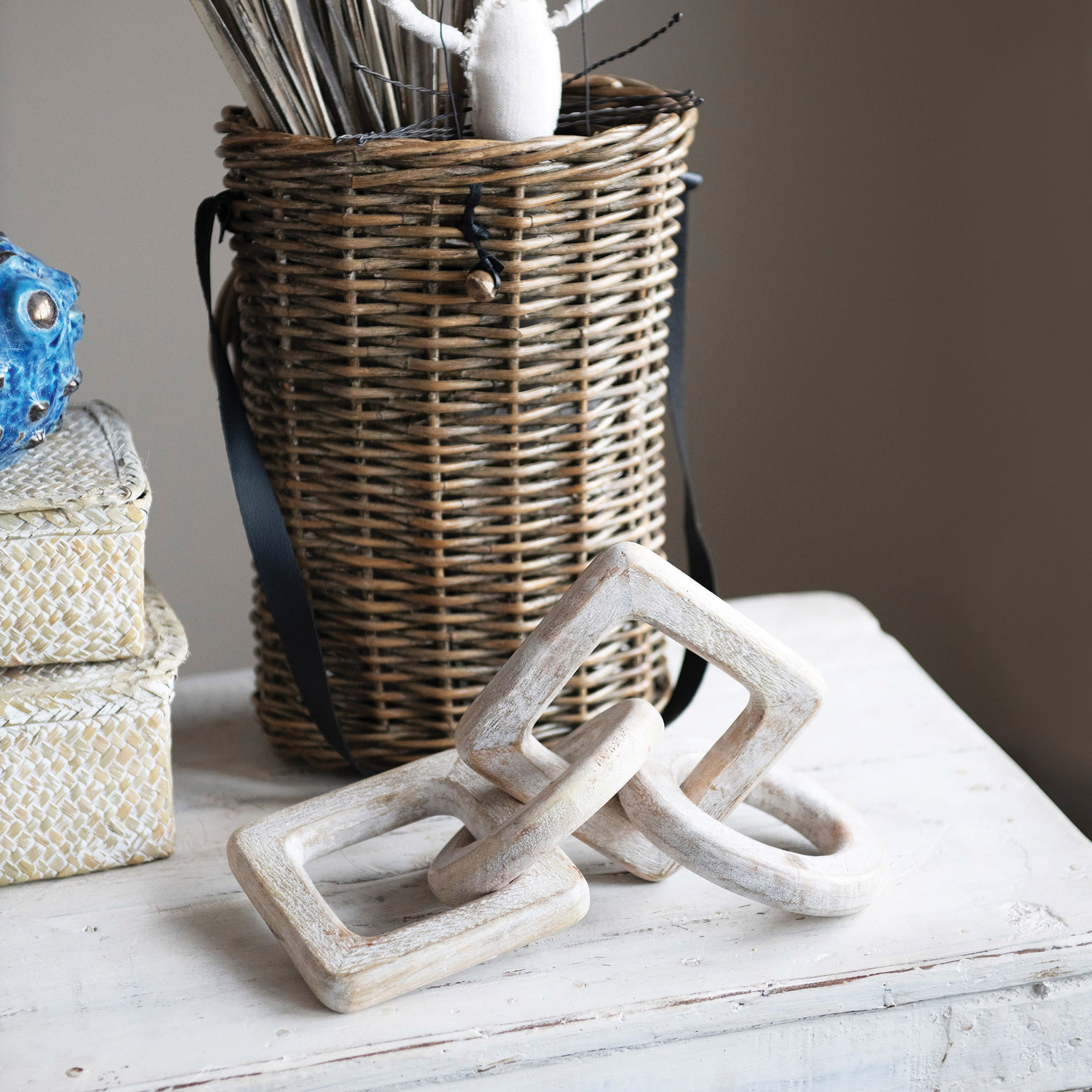 Hello Honey® 15.5" Whitewashed Mango Wood Chain Décor