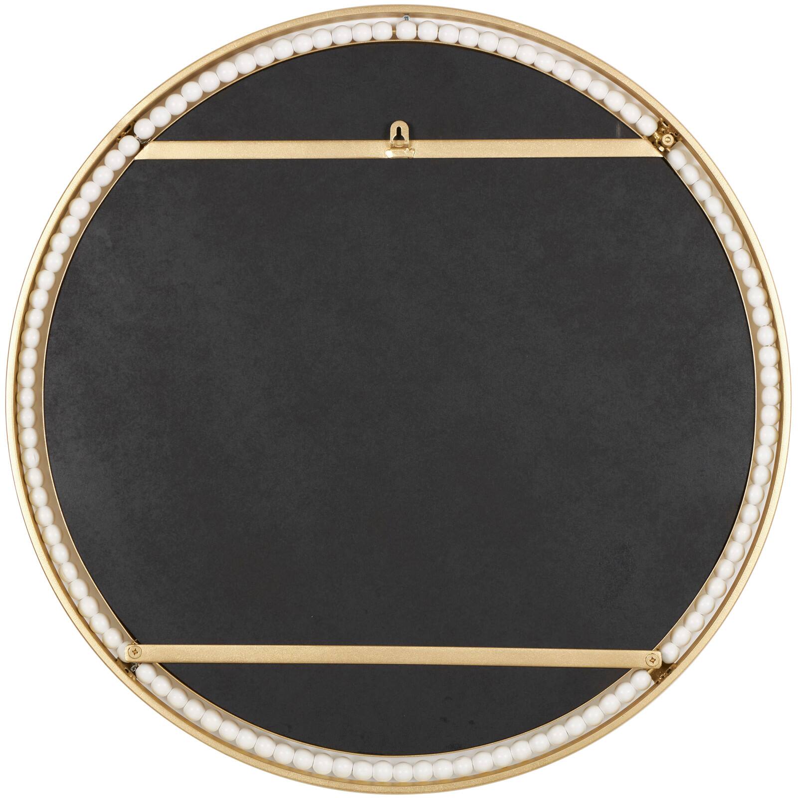 26" Gold Metal Wall Mirror with White Wood Beading