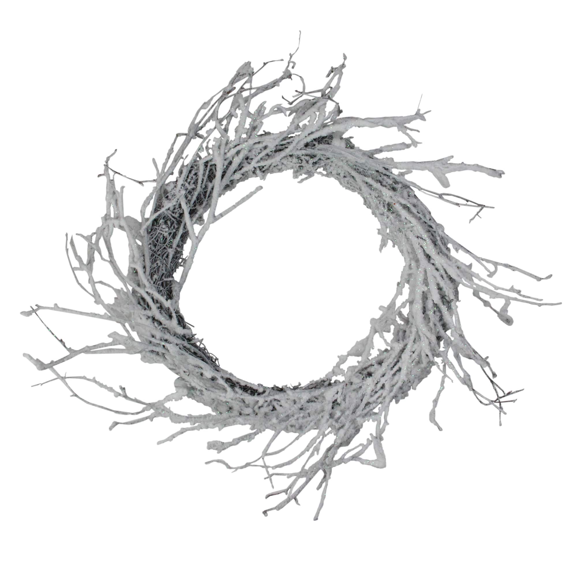 24" Flocked Glitter Twig Artificial Wreath