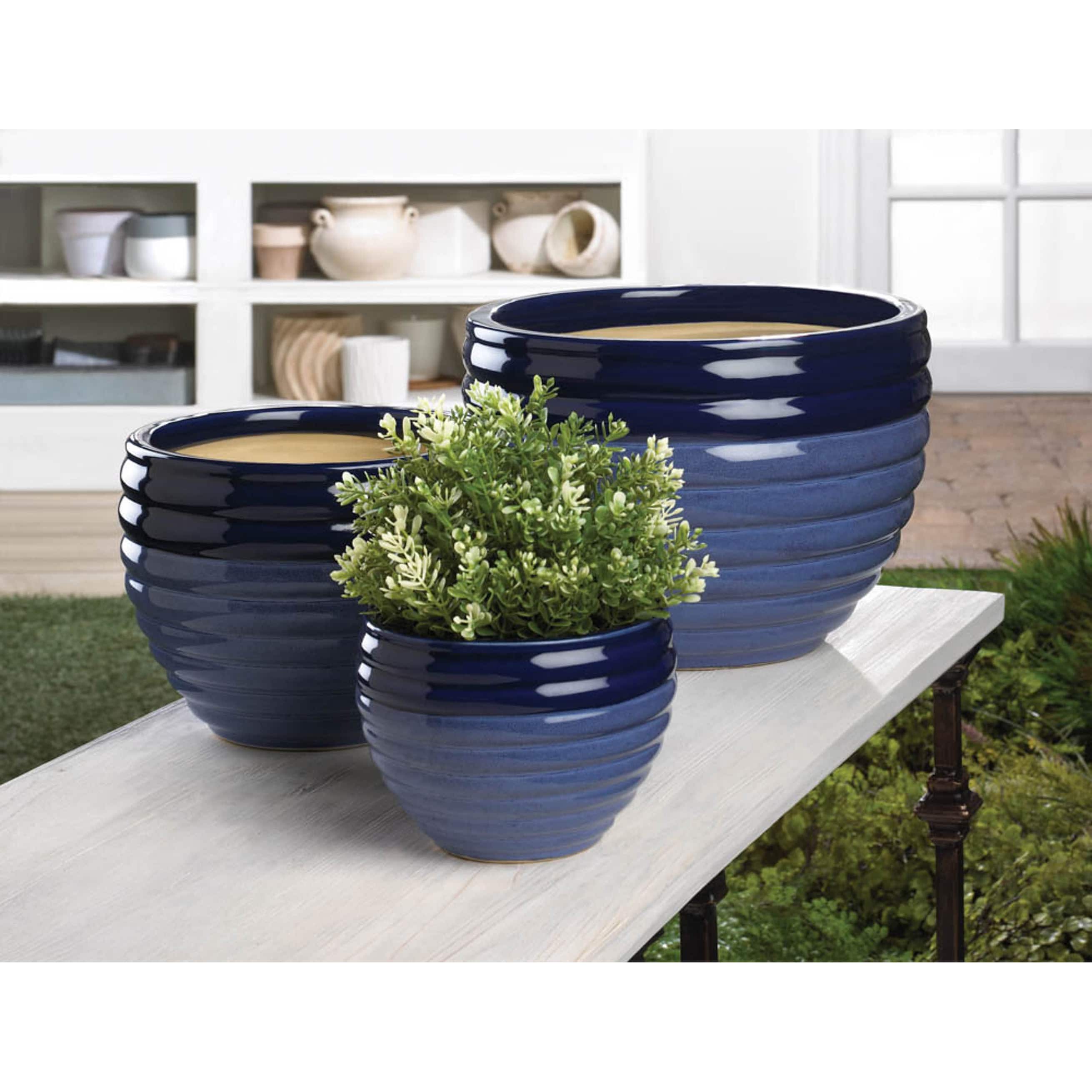 Duo Blue Tone Planter Set