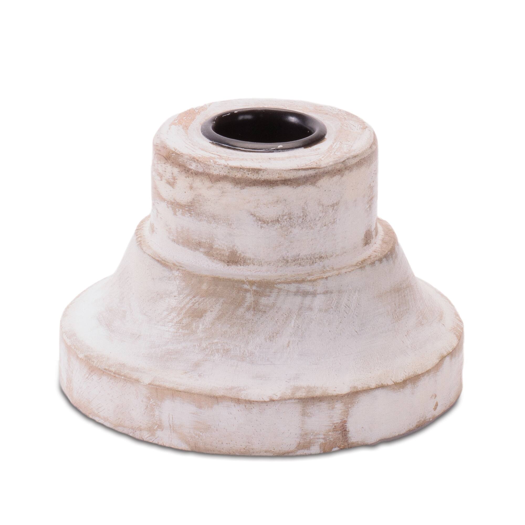 Melrose Whitewashed Wood Taper Candle Holders, 2ct.