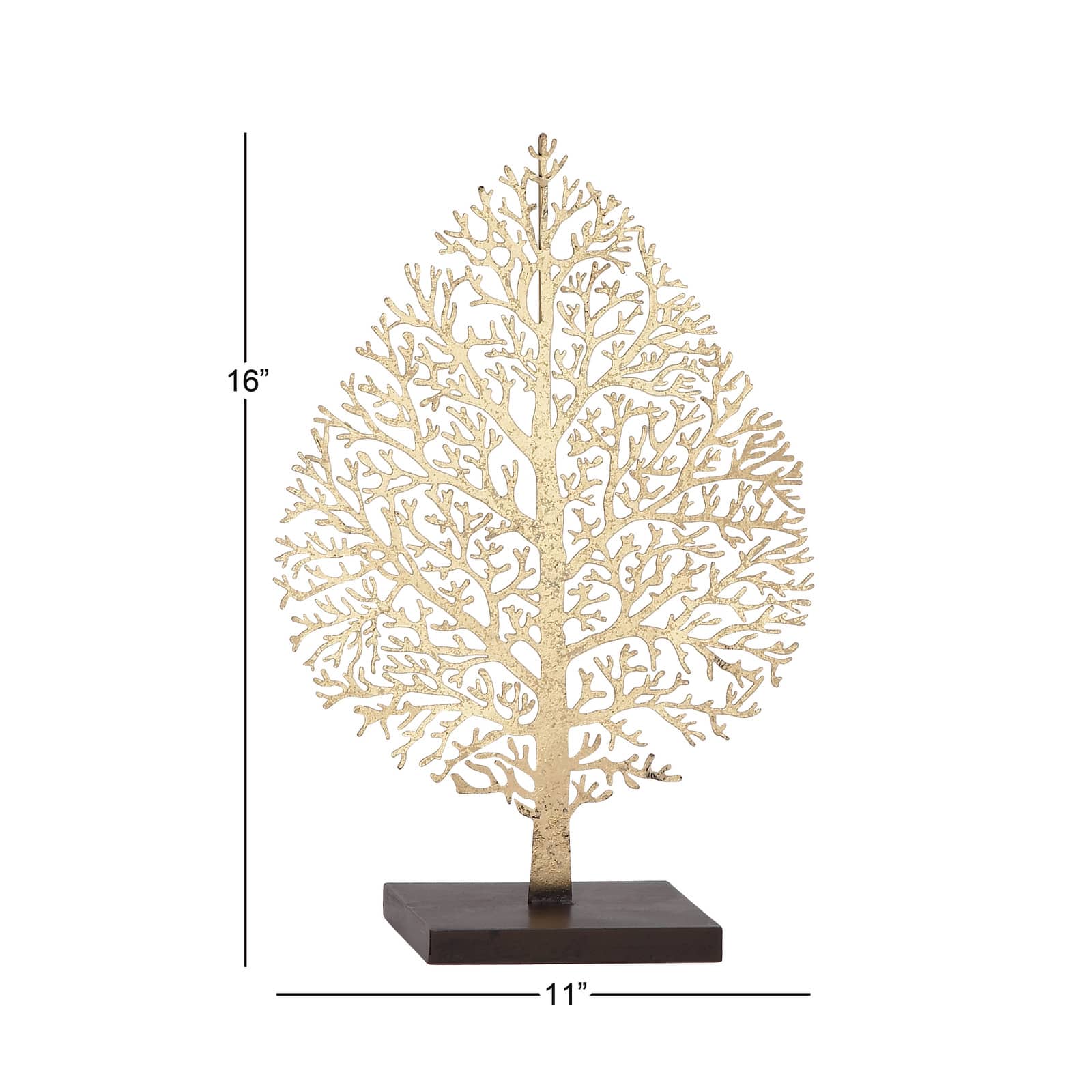 16" Gold Metal Traditional Nature Sculpture