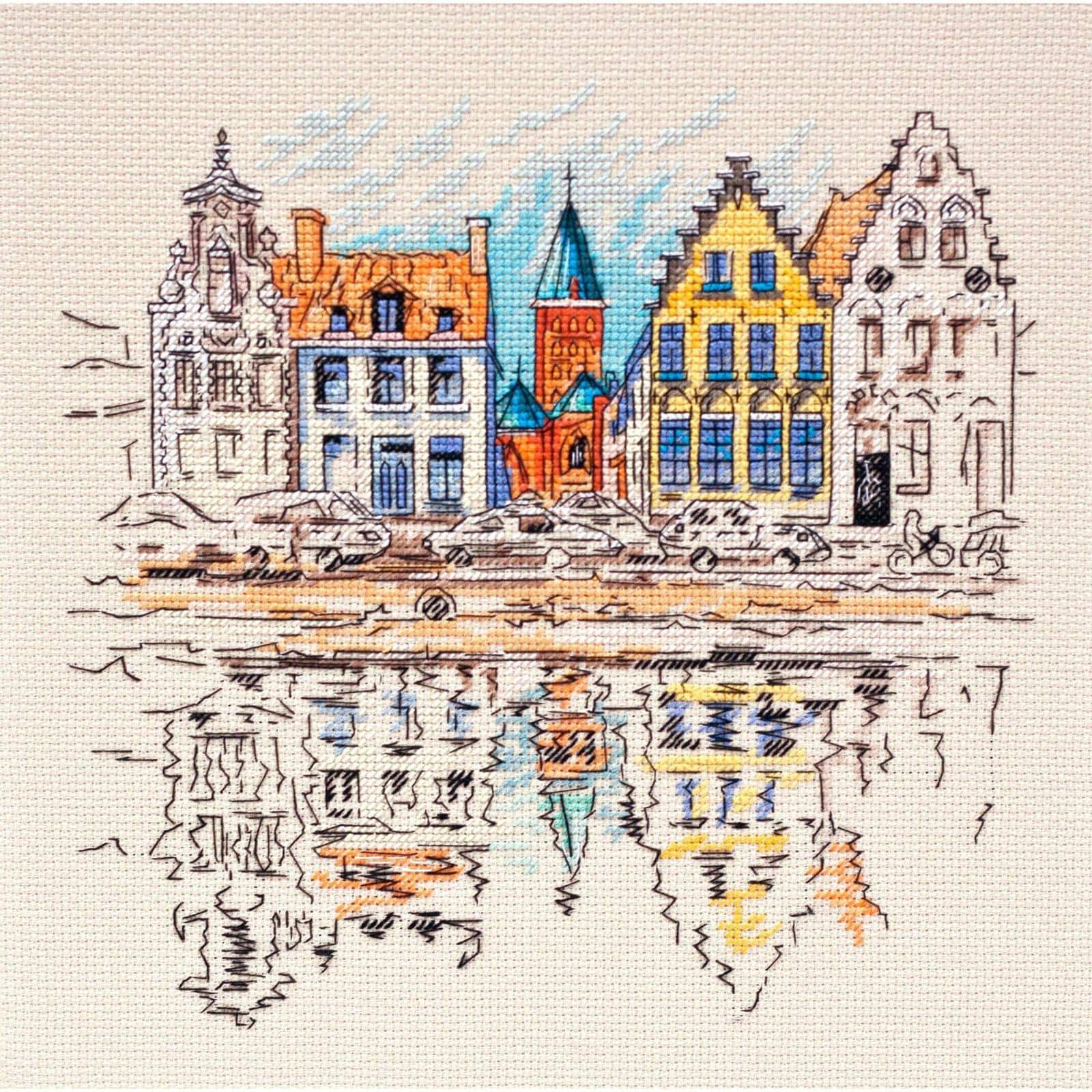 Abris Art Colored Town Cross Stitch Kit