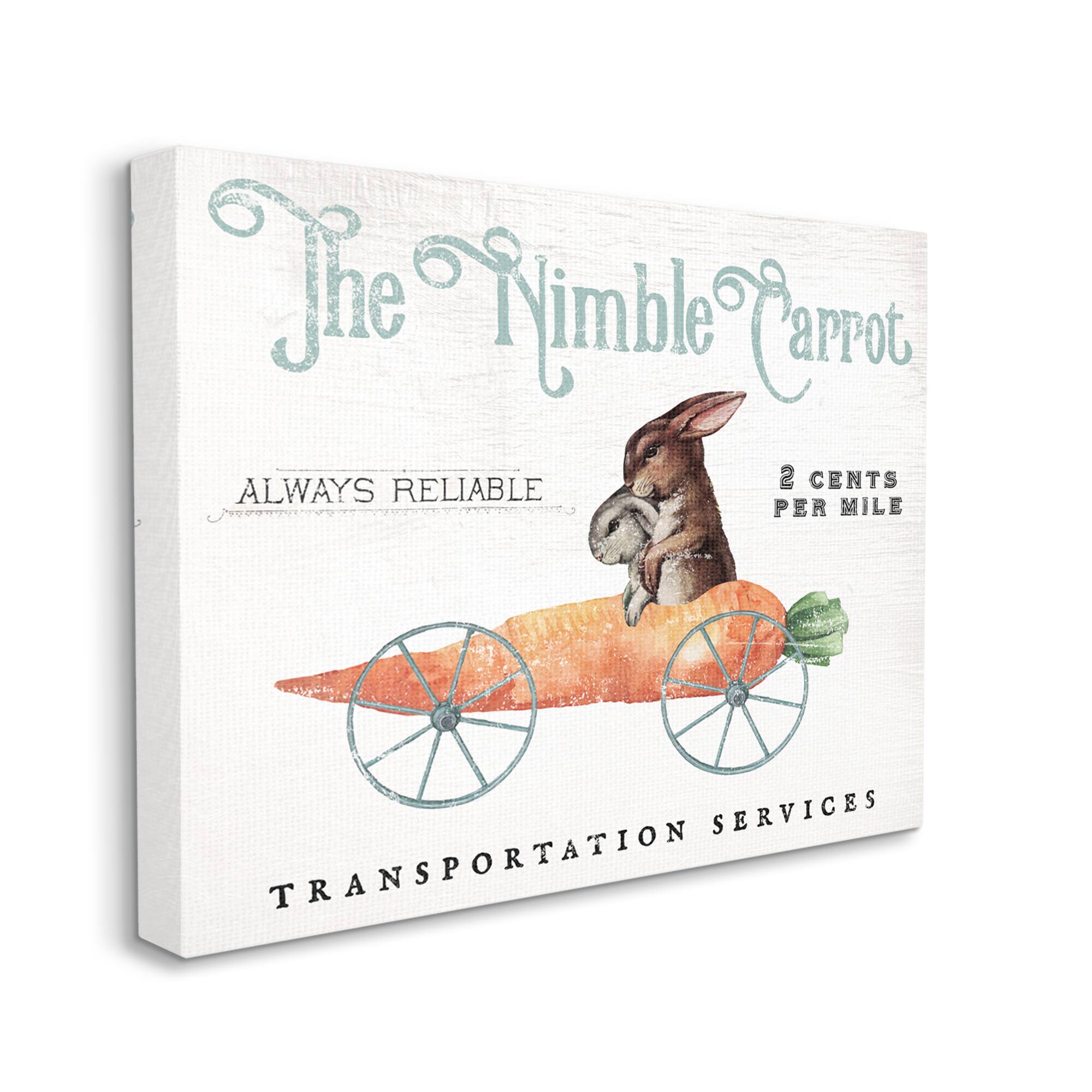 Stupell Industries Easter Bunny Vintage Nimble Carrot Mobile Spring Rabbit Canvas Wall Art