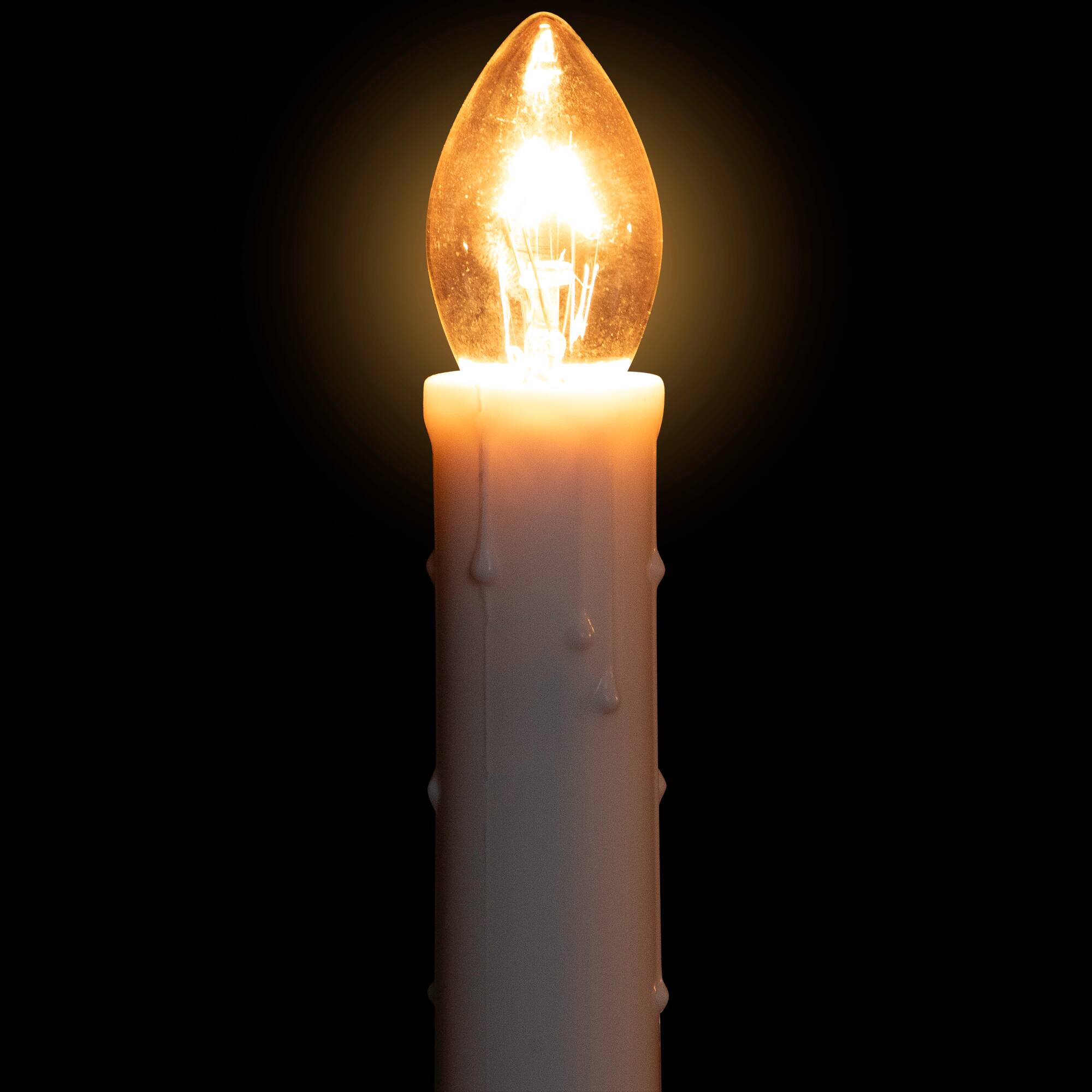 8" White C7 Candle Pathway Markers Christmas Lights With White Wire, 10ct.