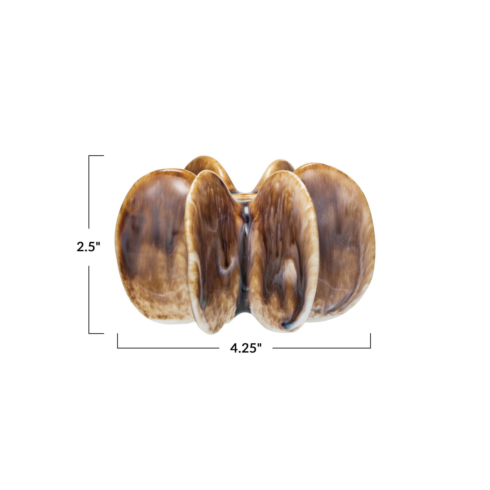 Hello Honey® 4.25" Wide Brown Pleated Stoneware Taper Candle Holder