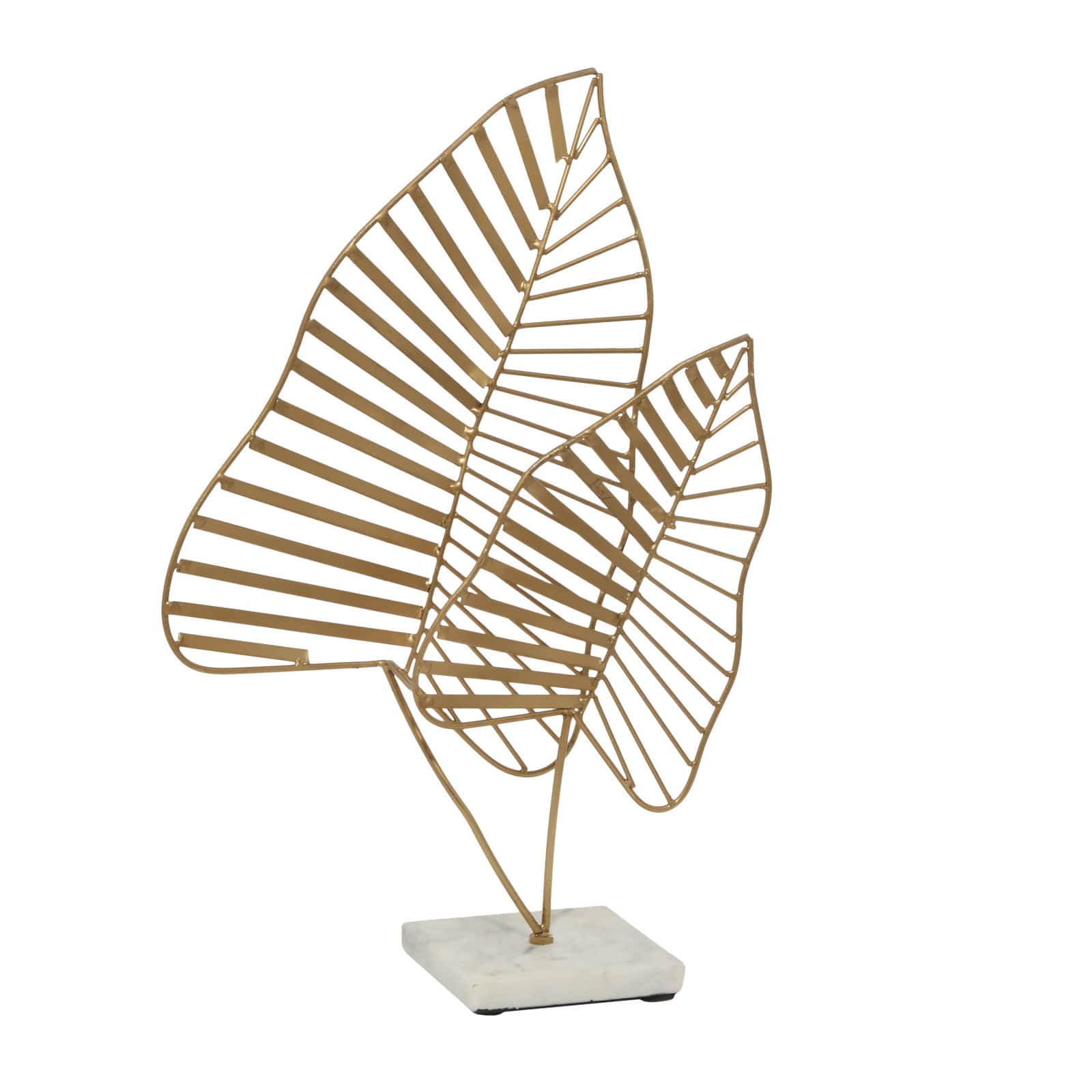 17" Gold Metal Glam Nature Sculpture