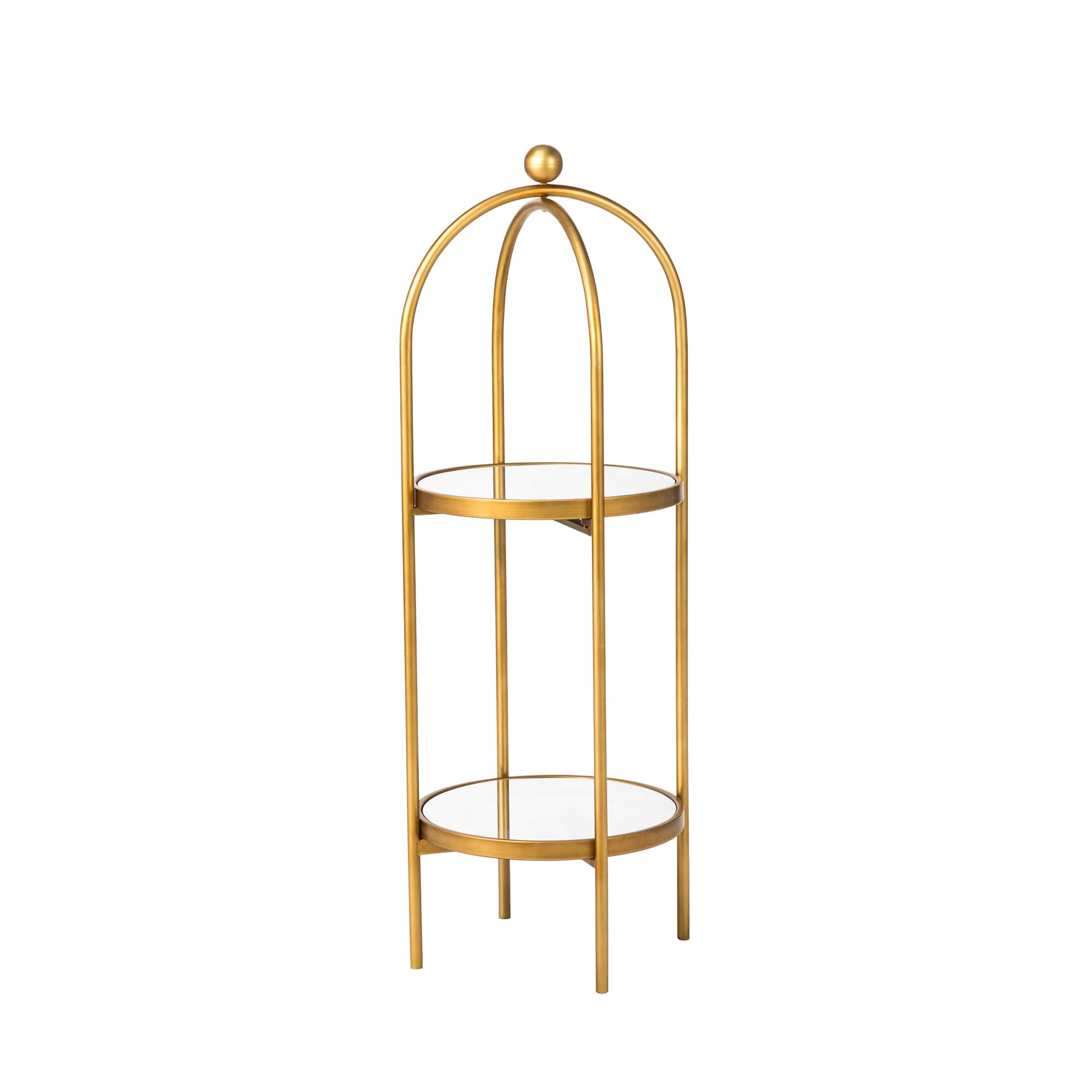 Glitzhome® 42" Gold Regency Modern 2-Tier Mirror Organizer Floor Shelf