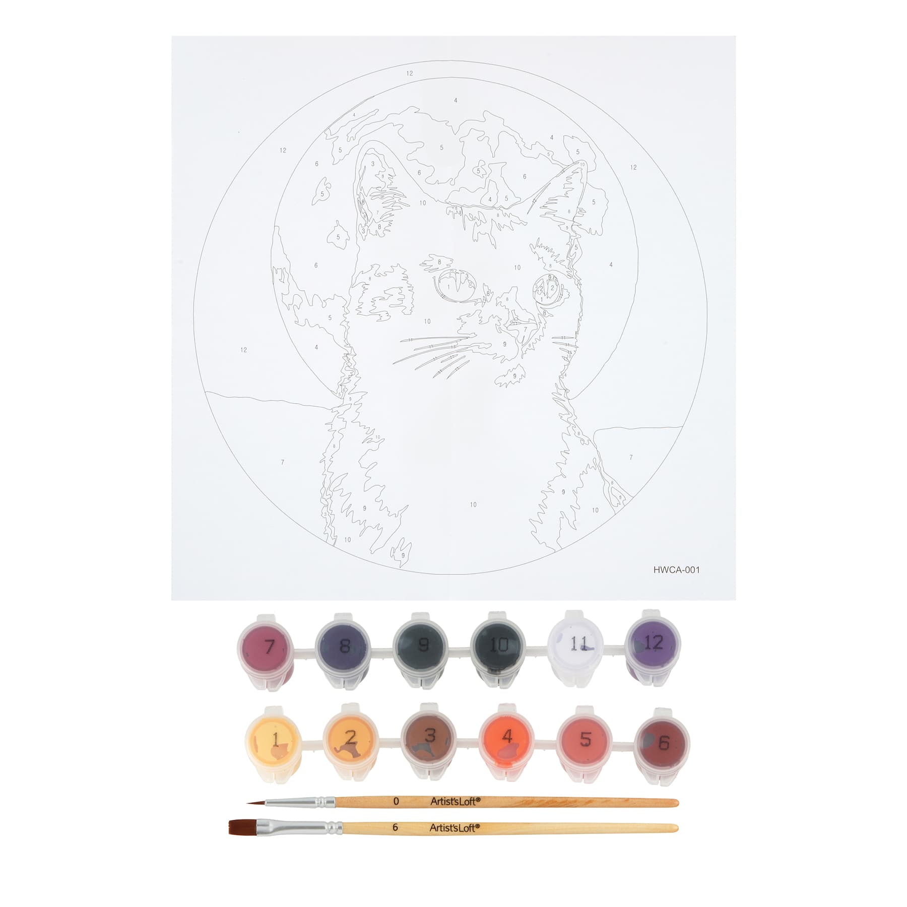 8" Black Cat & Moon Paint-by-Number Plywood Surface Kit by Artist's Loft®