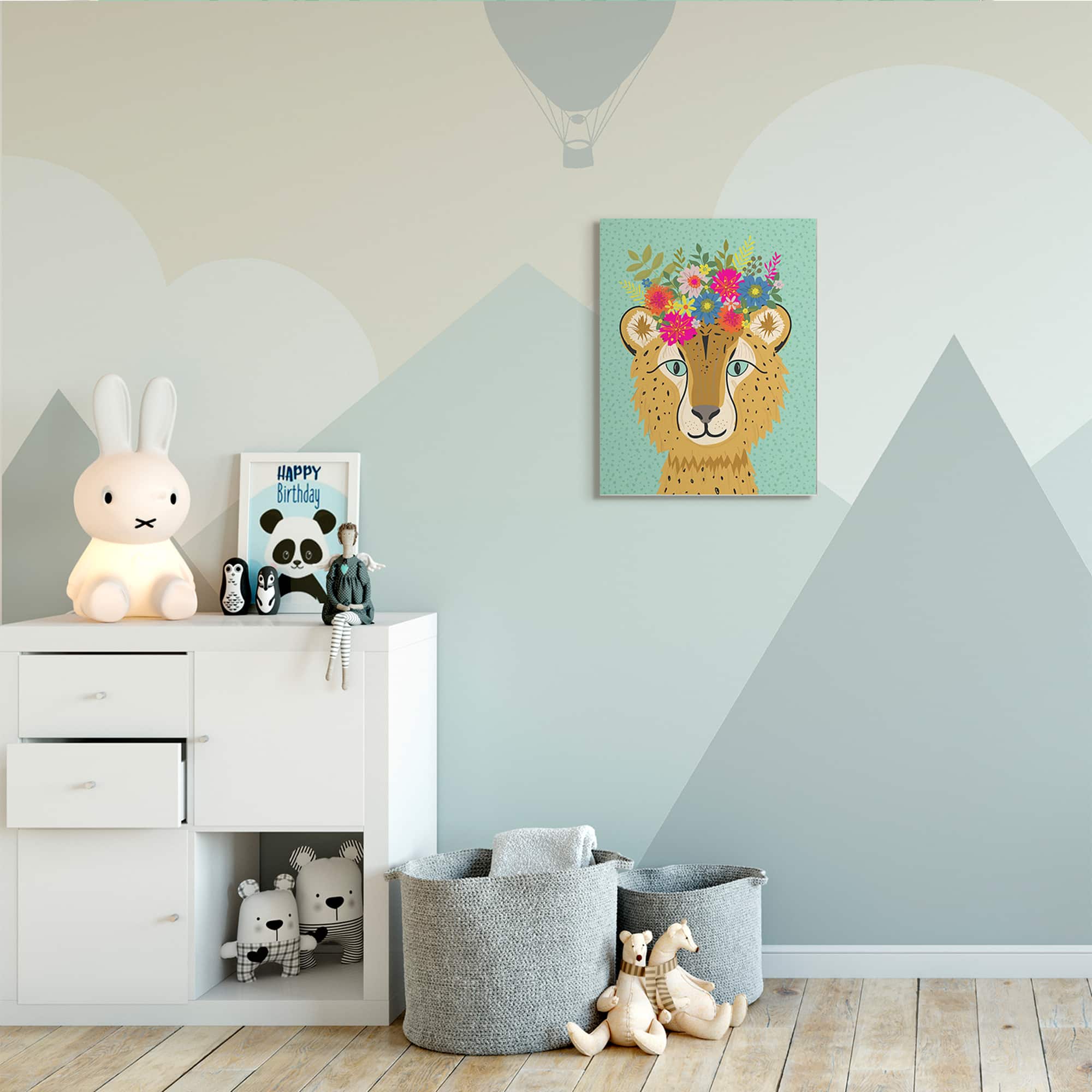 Stupell Industries Floral Crown Cheetah Spotted Fur Playful Animal Canvas Wall Art
