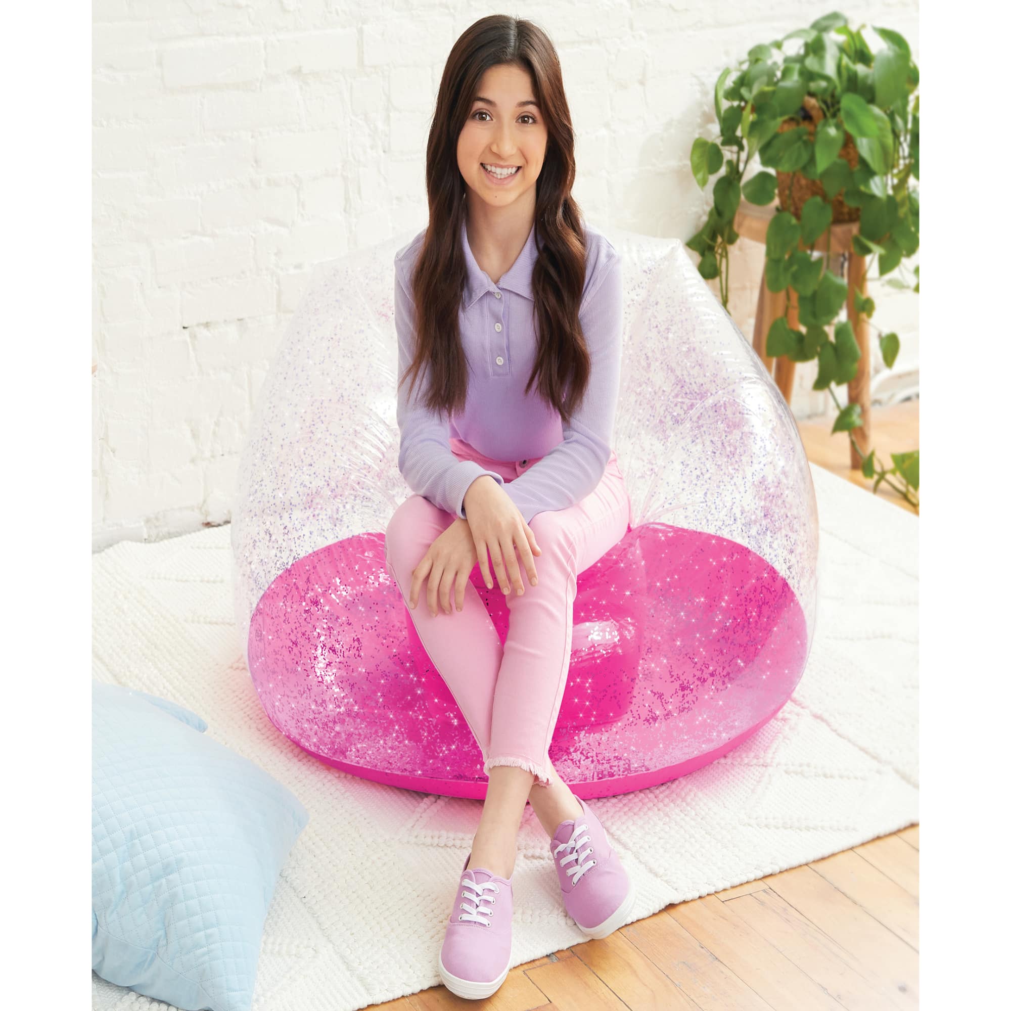 Make It Real 3C4G® Pink Glitter Confetti Inflatable Chair