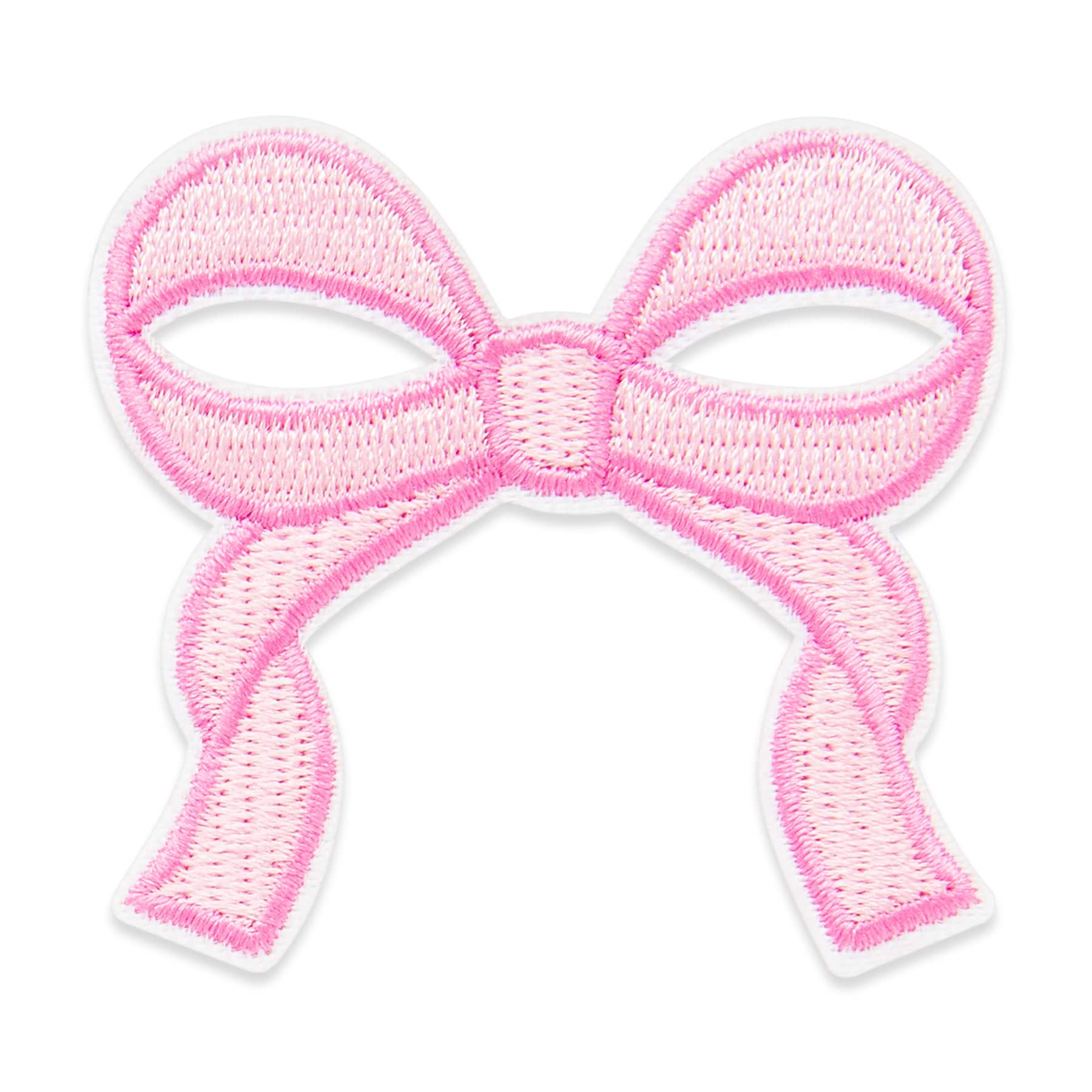Pink Embroidered Bow Iron-On & Adhesive Patch by Make Market®