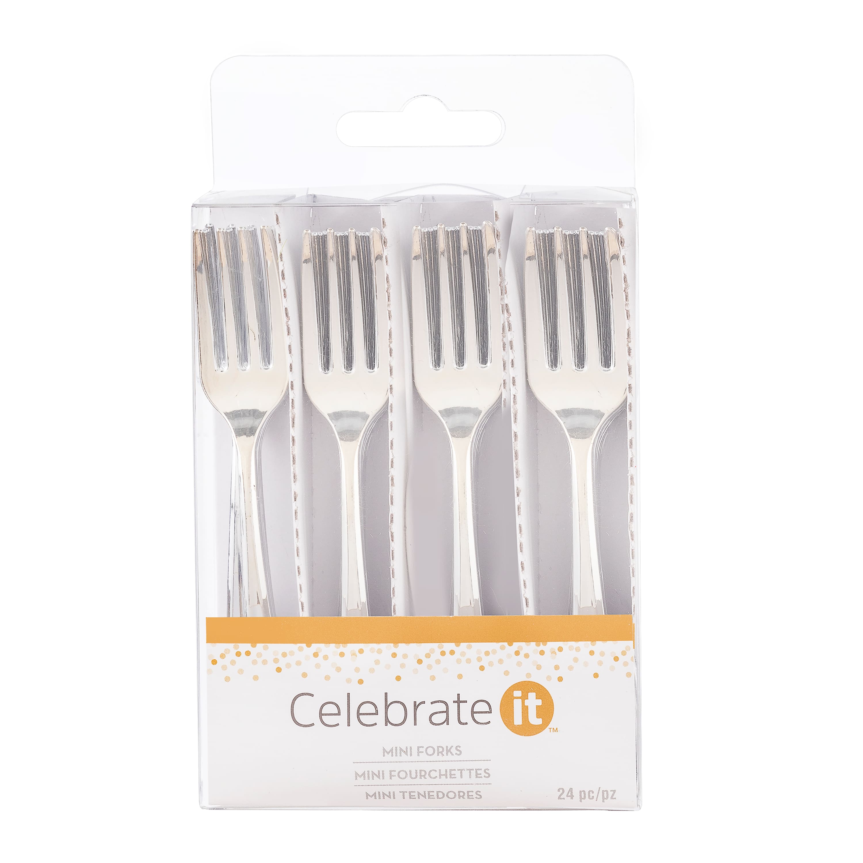 12 Packs: 24 ct. (288 total) Silver Plastic Mini Forks by Celebrate It™