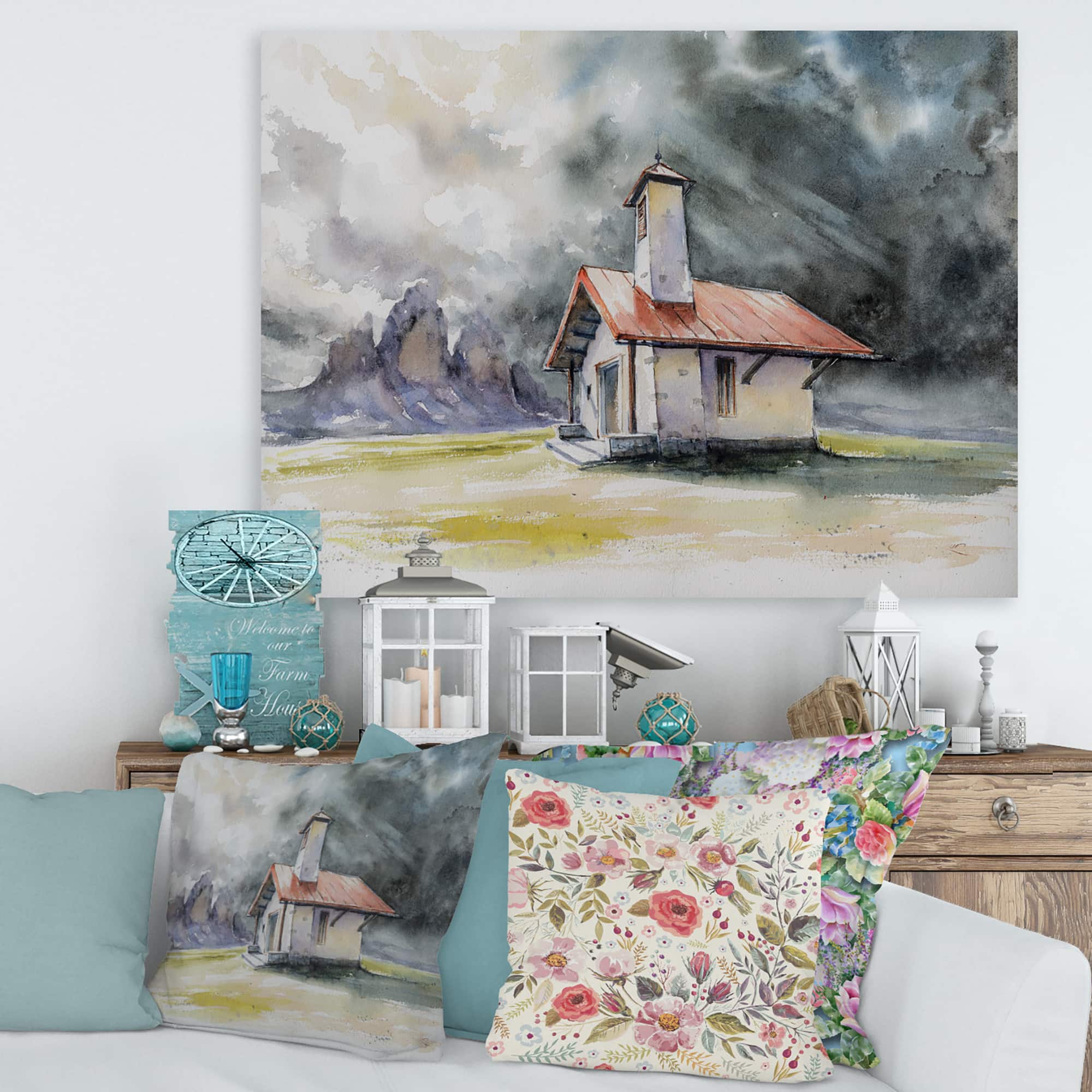 Designart - Rustic House On Mountain Top During Storm