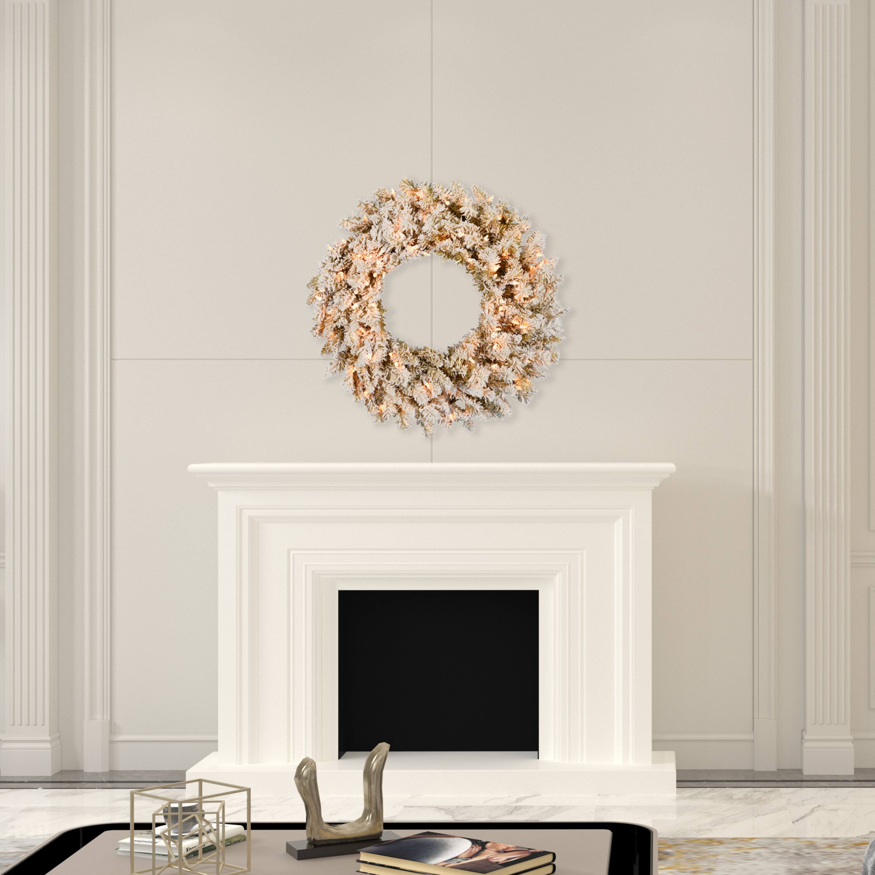 36" Clear Lights Frosted Gold Fir Artificial Christmas Wreath