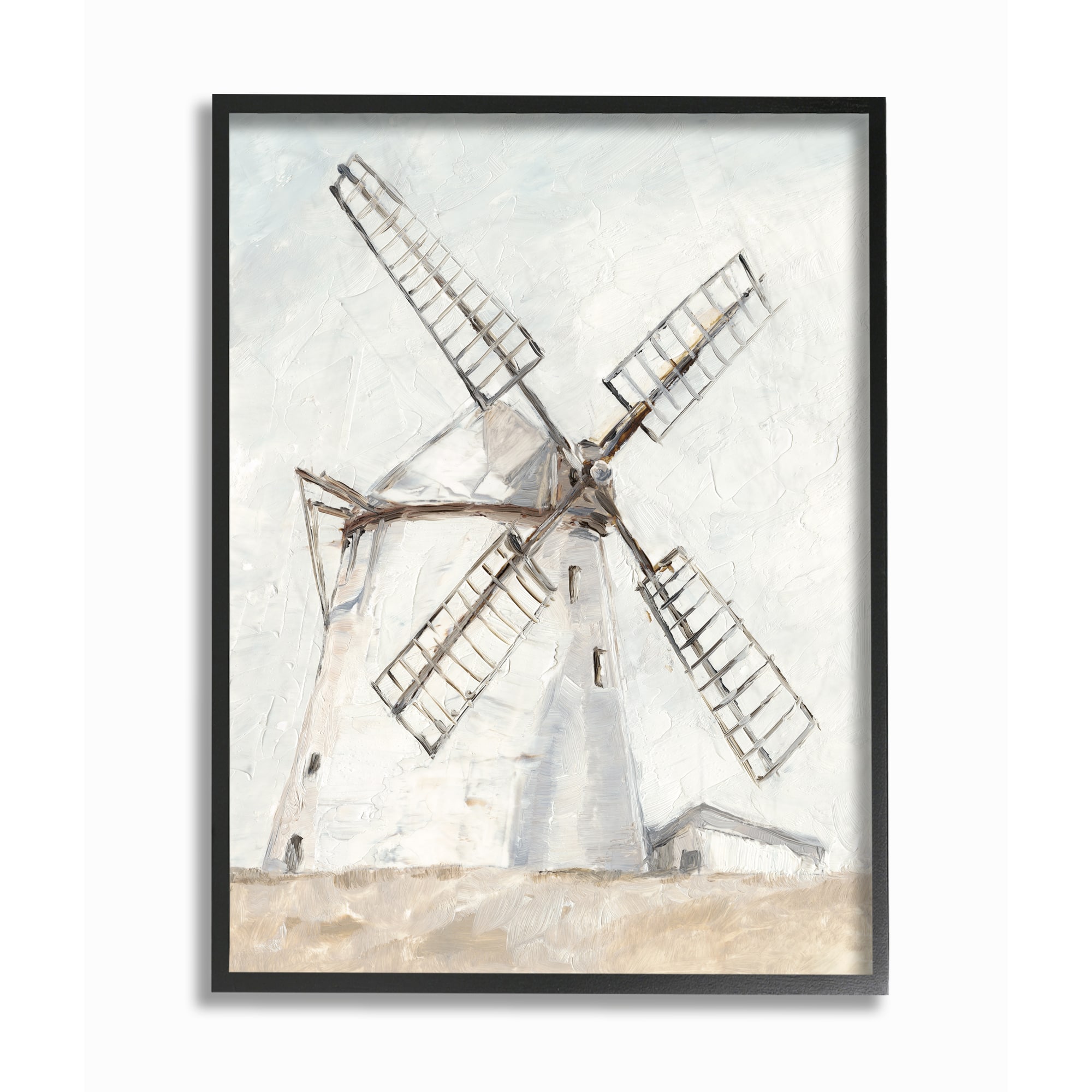 Stupell Industries Windmill Farm Landscape Wall Art in Black Frame