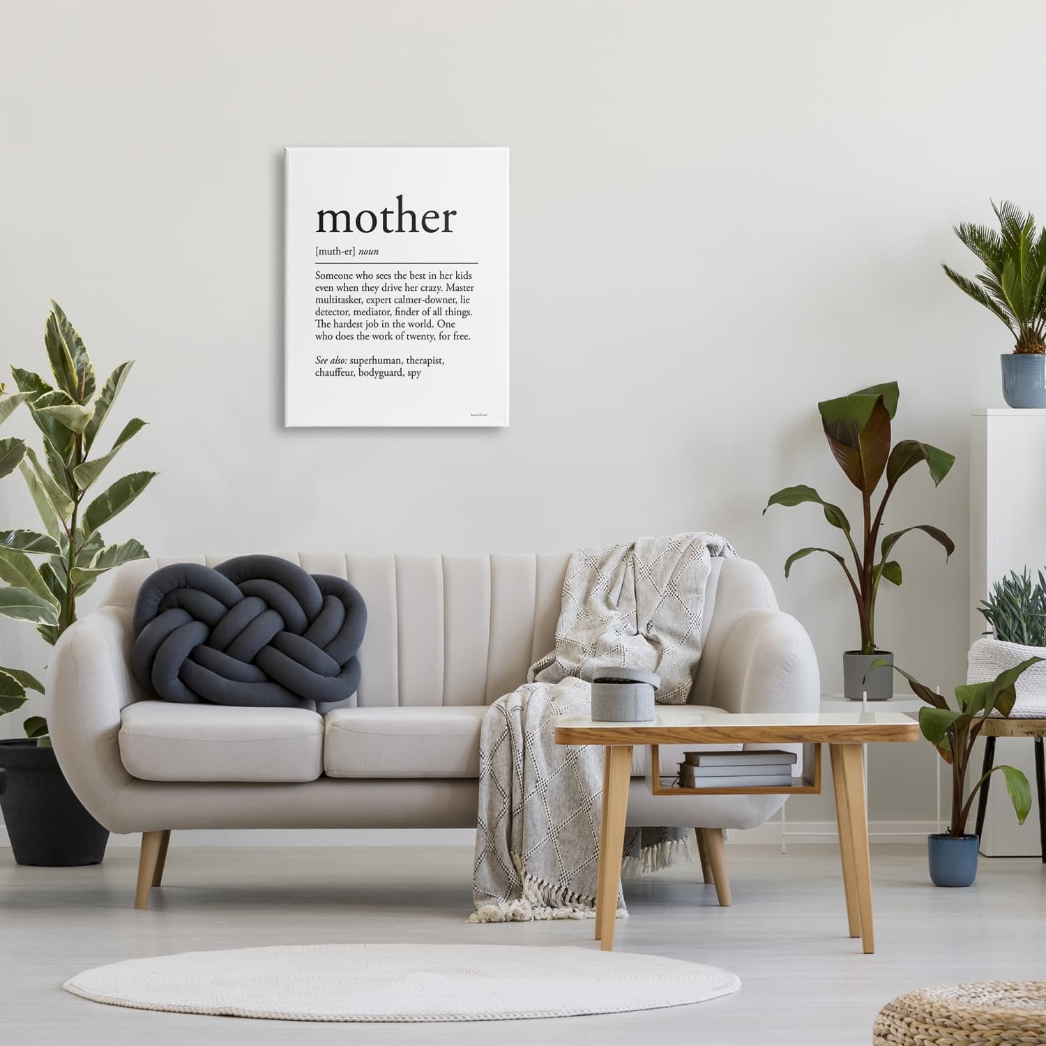 Stupell Industries Mother Definition Funny Motivational Phrase Superhuman Synonym Canvas Wall Art
