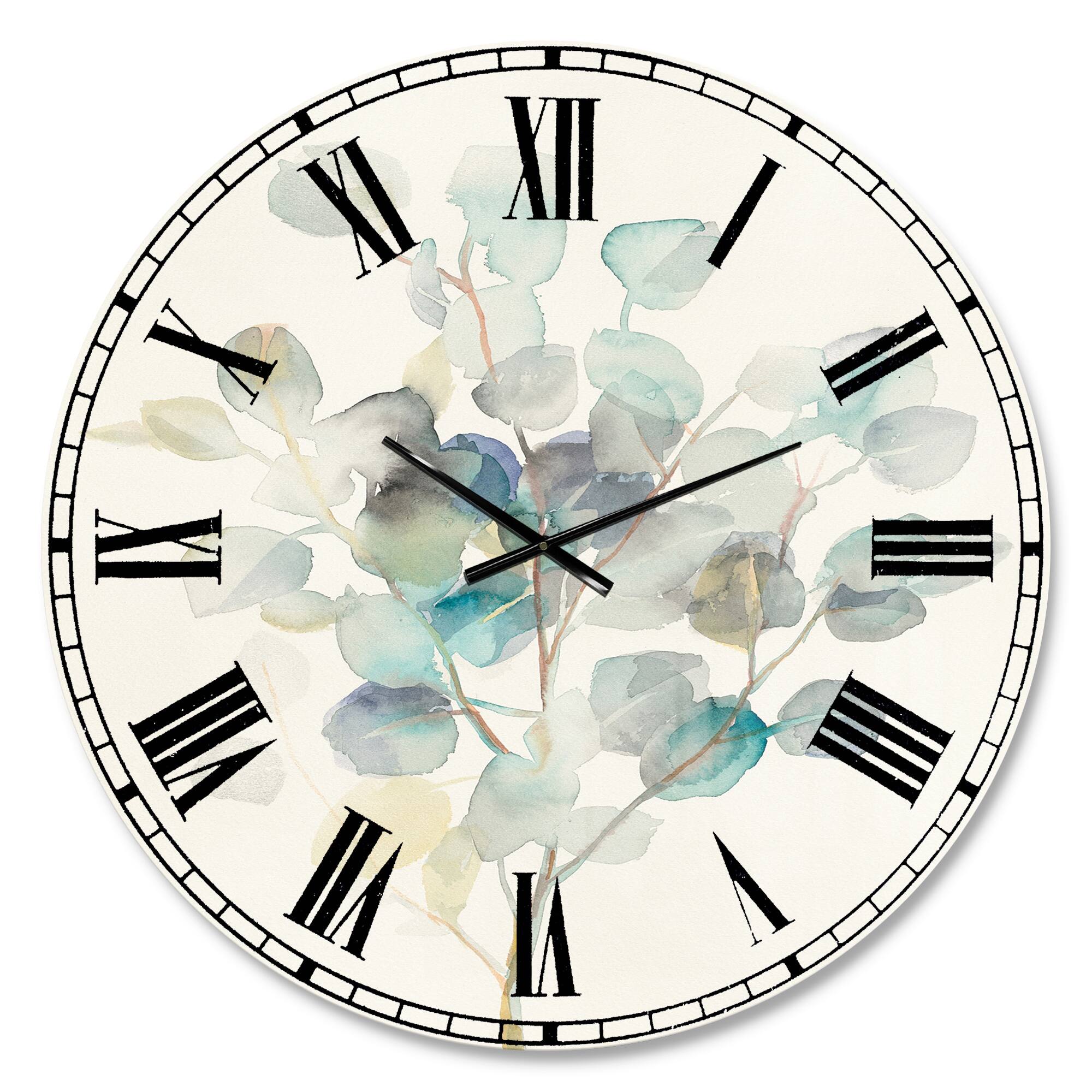 Designart Eucalyptus Leaves I Traditional Wall Clock