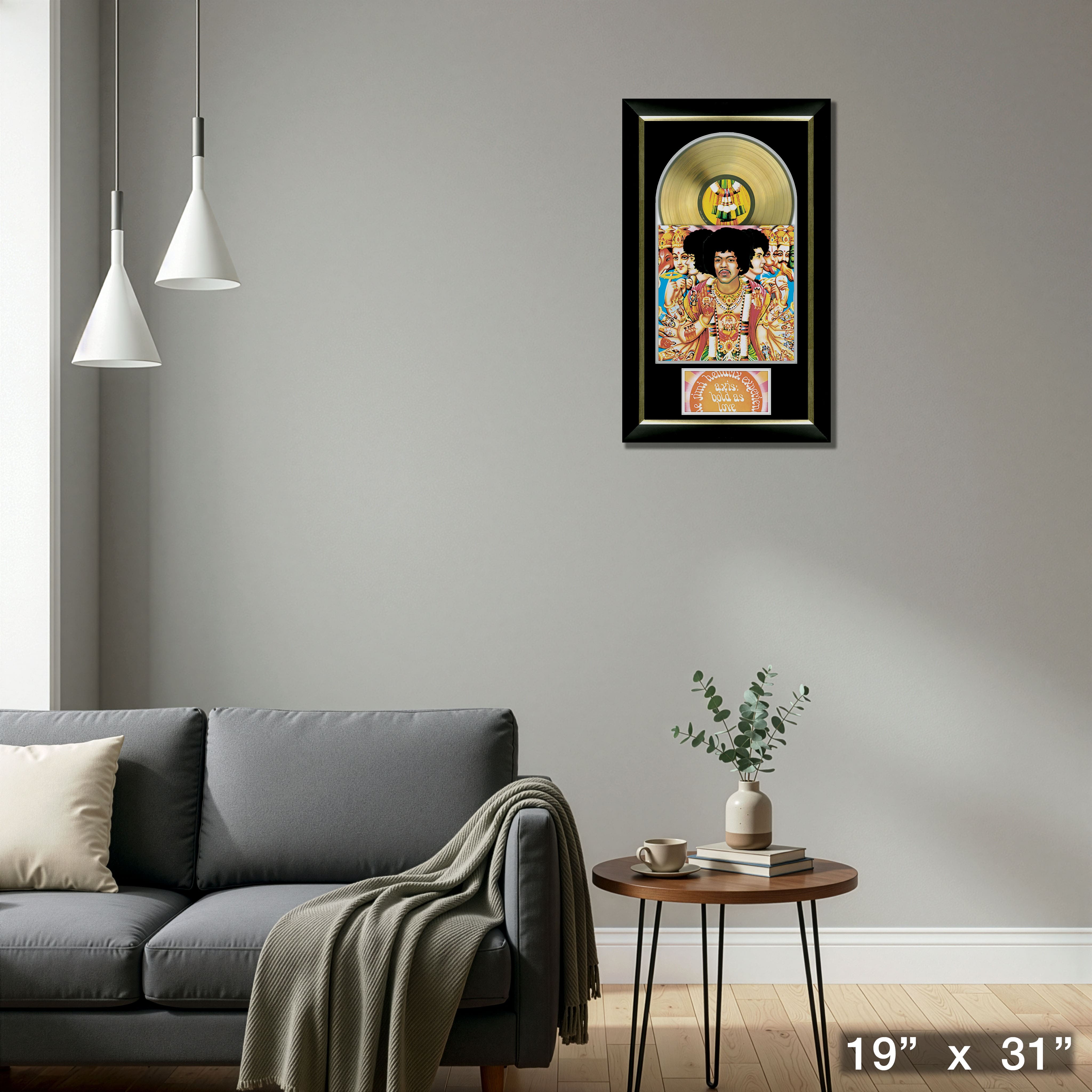 Jimi Hendrix Bold As Love Music Cover Framed with Gold Vinyl 19" x 31"