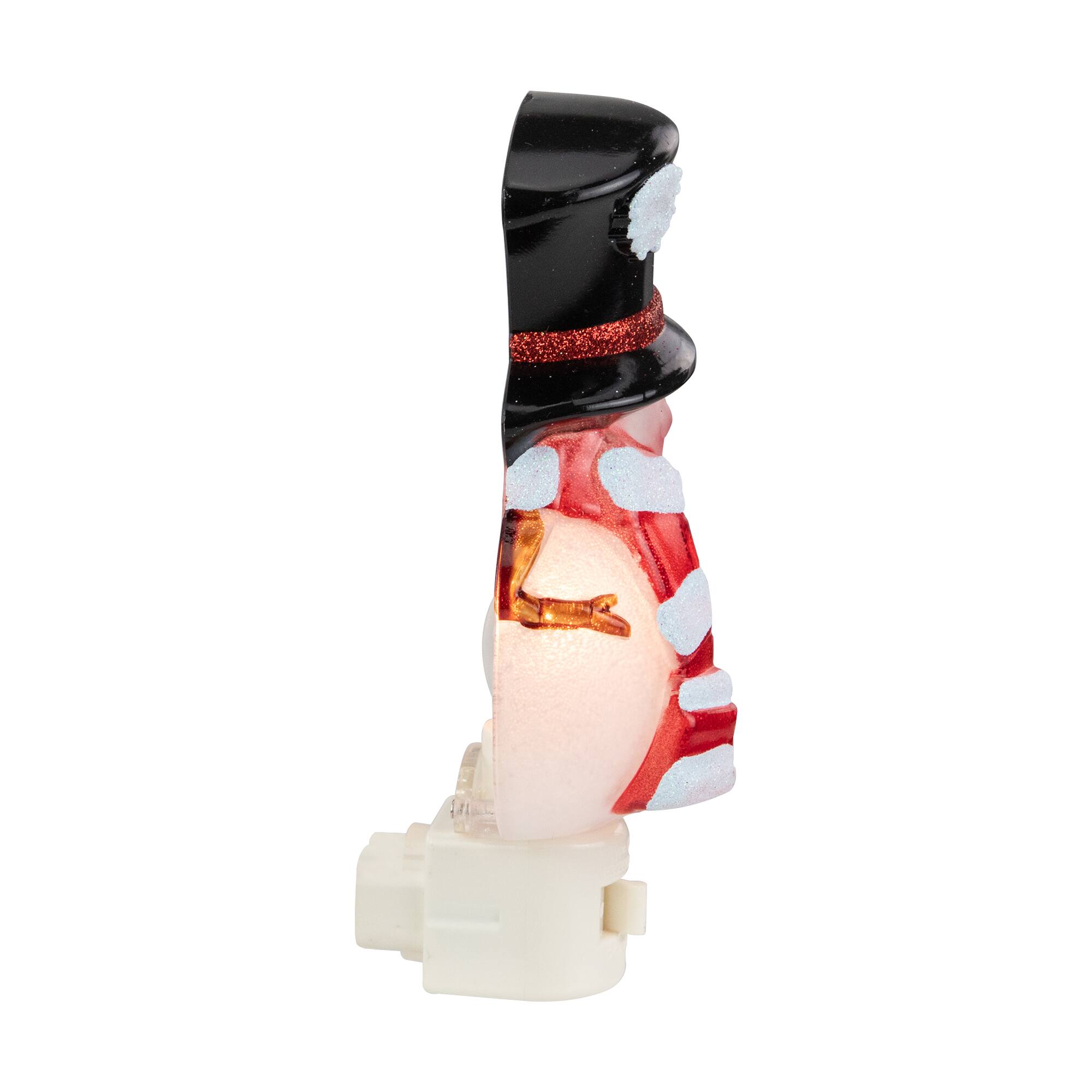 6.5" White and Red Snowman in Black Top Hat Christmas Night Light