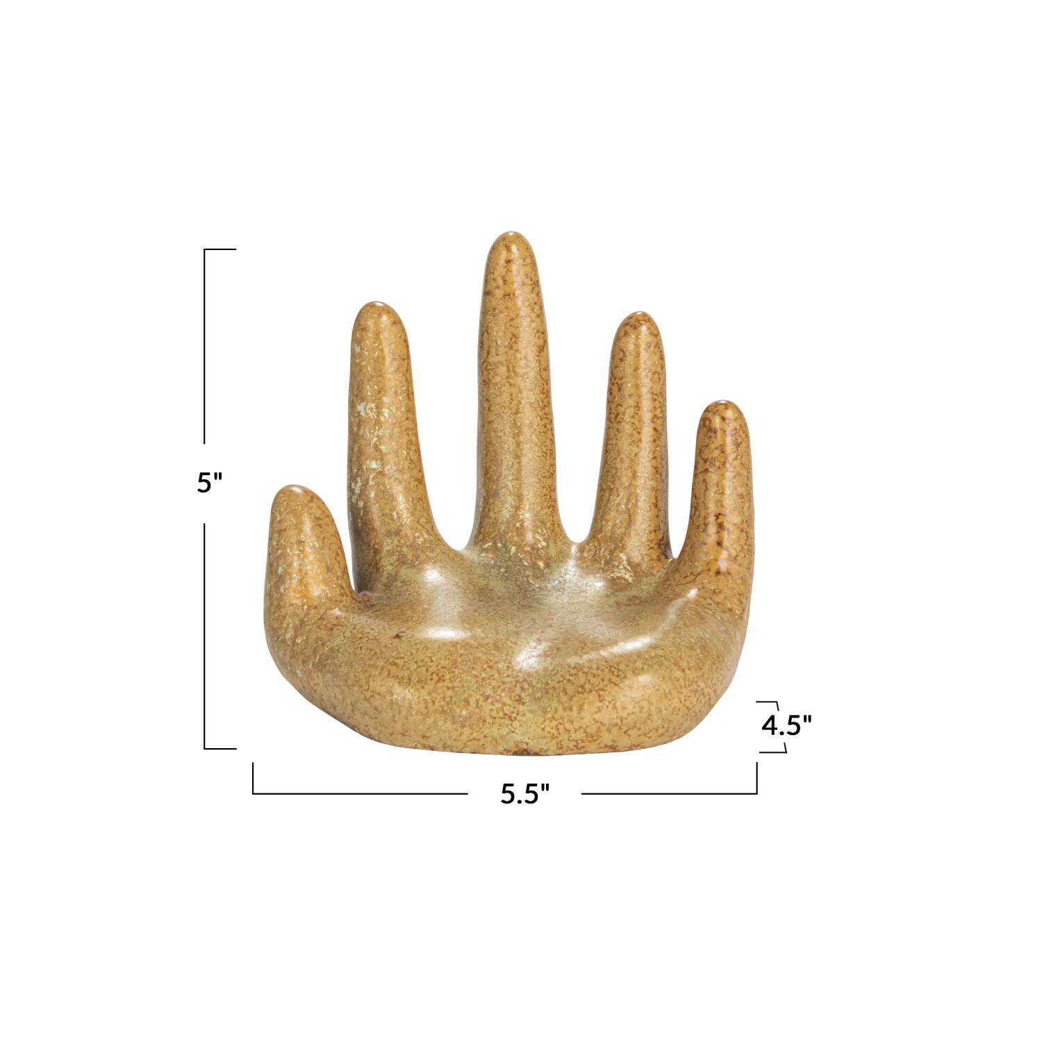 Hello Honey® 5.5" Brown Decorative Stoneware Hand with Reactive Glaze