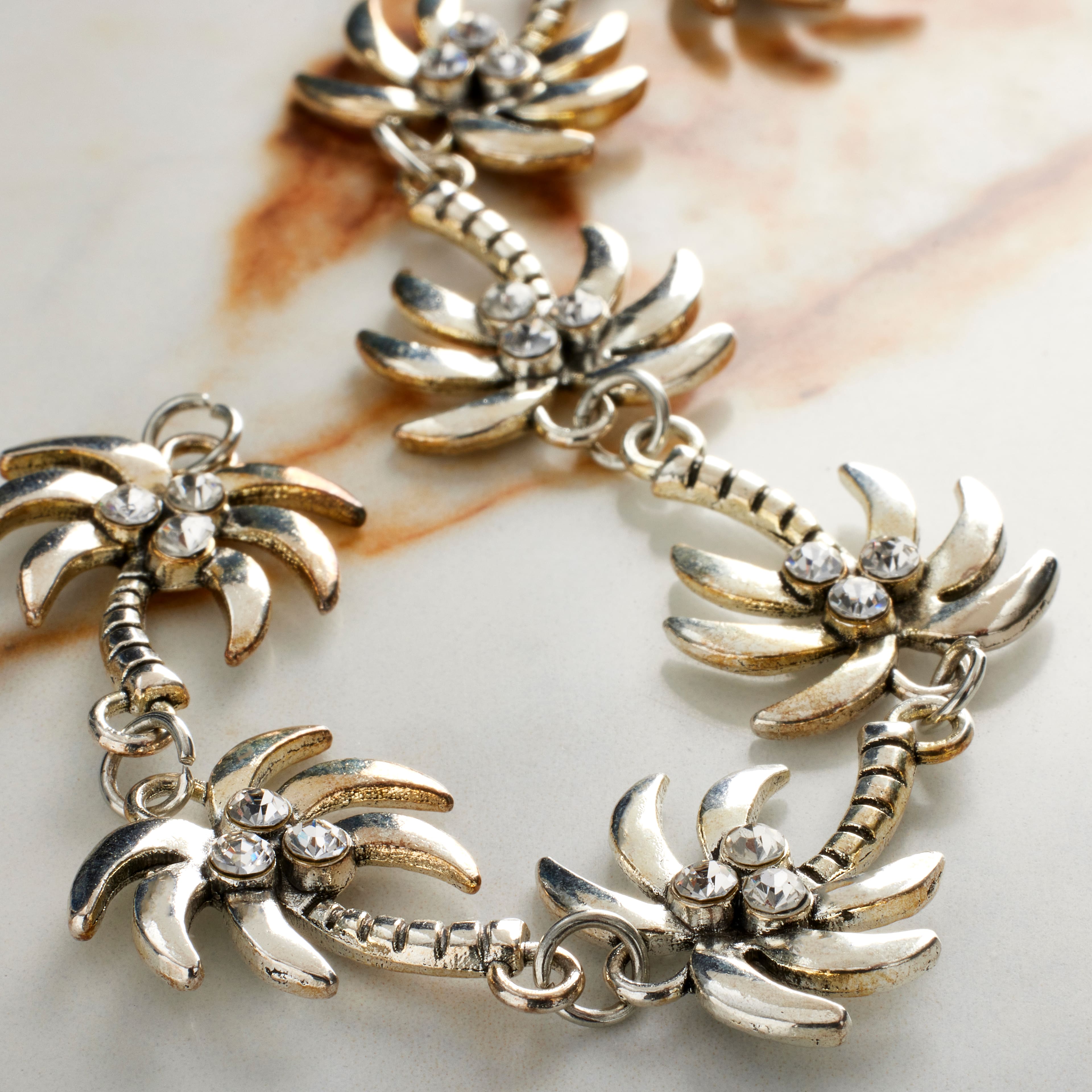 12 Pack: Rhodium Metal Palm Tree Beads by Bead Landing™